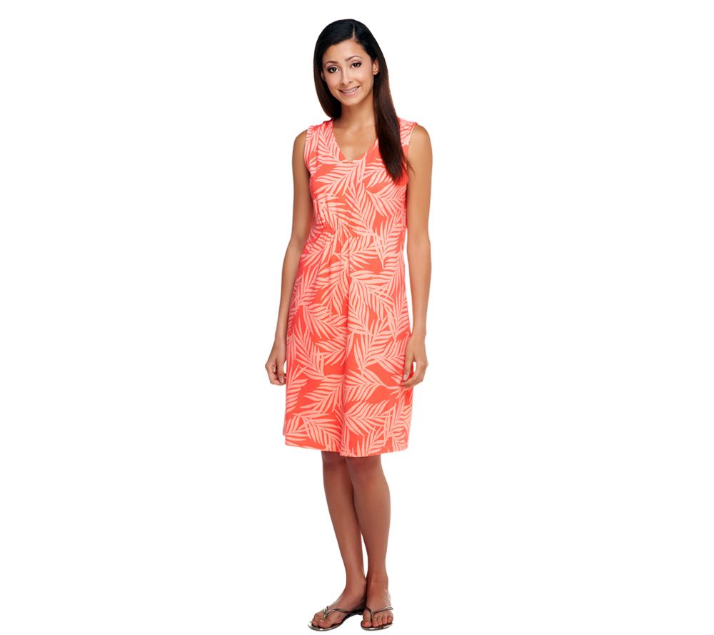 Denim & Co. Beach Tropical Print Sleeveless Knit Coverup Page 1