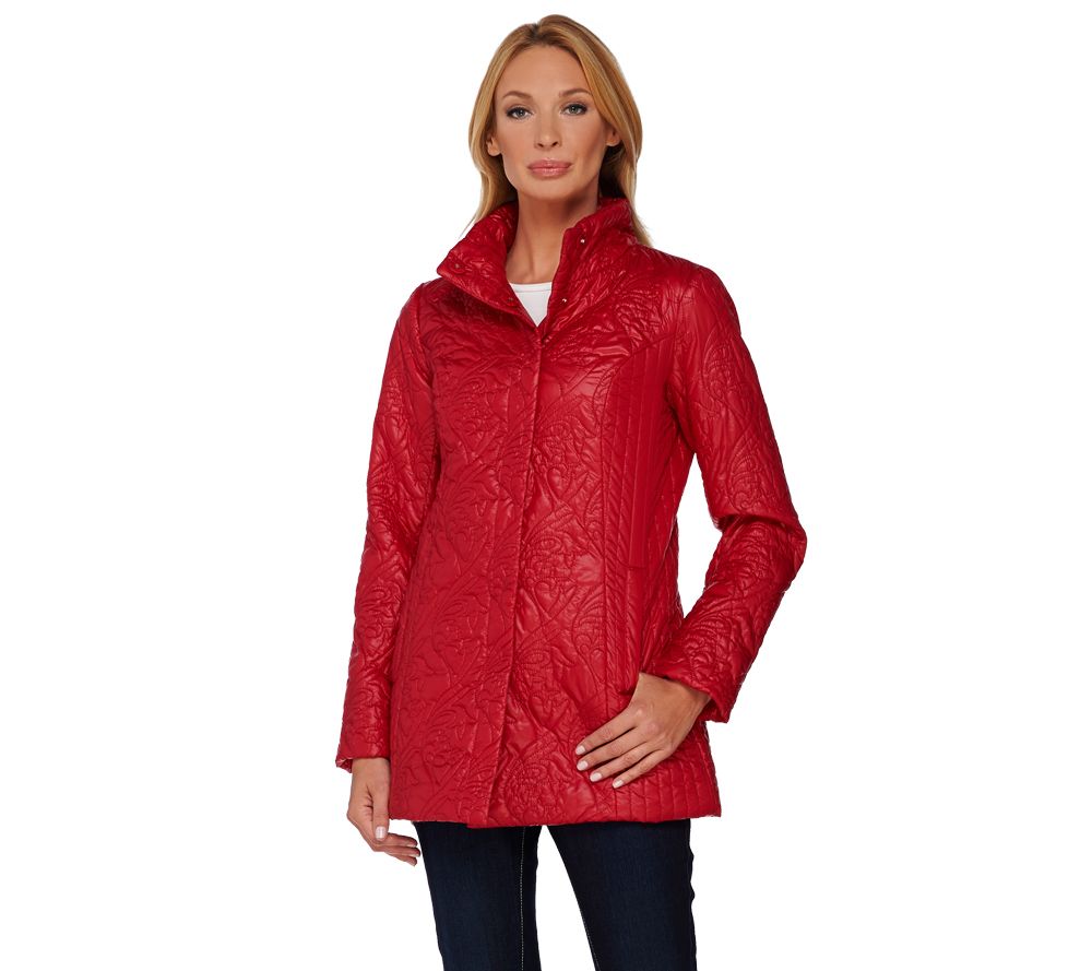 "As Is" Dennis Basso Floral Quilt Detail Jacket —