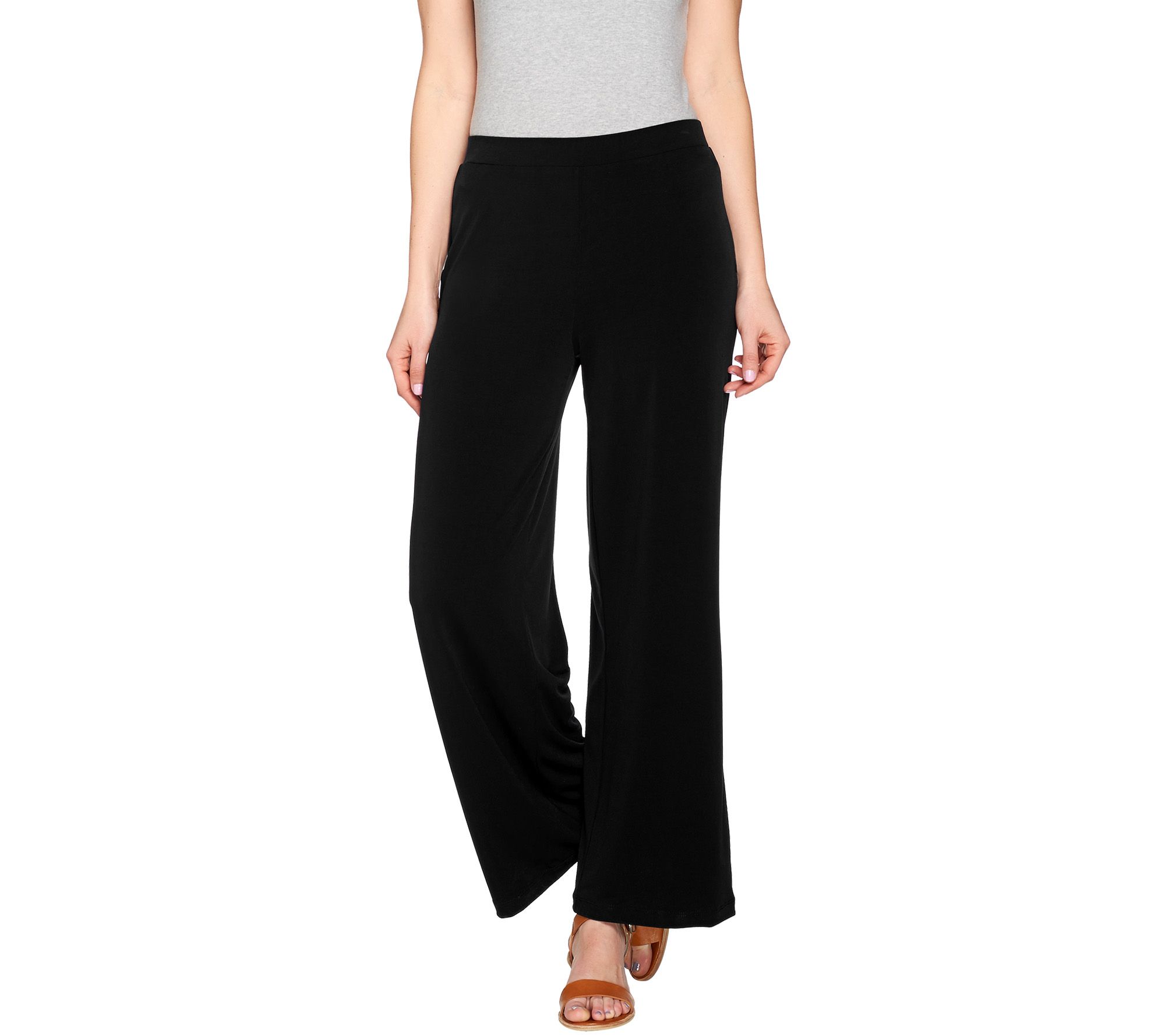 Susan Graver Liquid Knit Comfort Waist Wide Leg Pants Regular Page 1 —