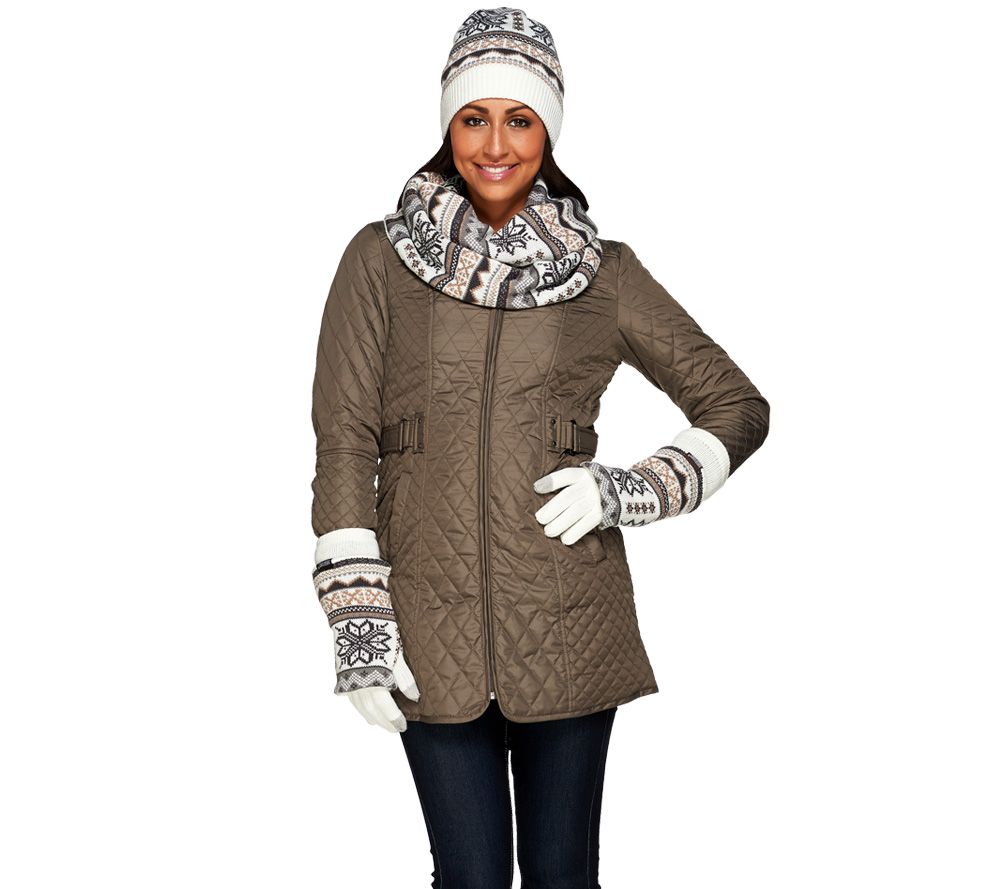 "As Is" MUK LUKS_Reversible Scarf, Hat & 3in1 Gloves Gift Set —