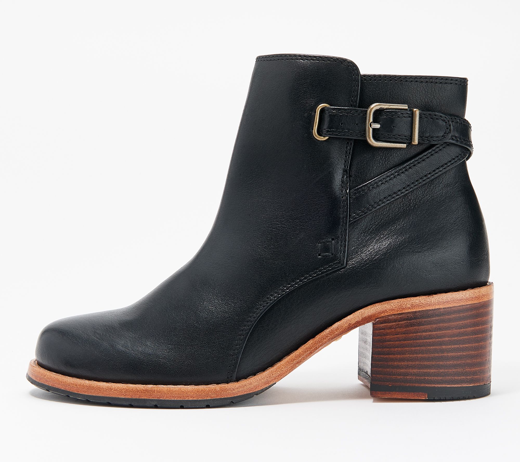 Clarks Leather Ankle Boots w/ Buckle Detail Clarkdale Jax