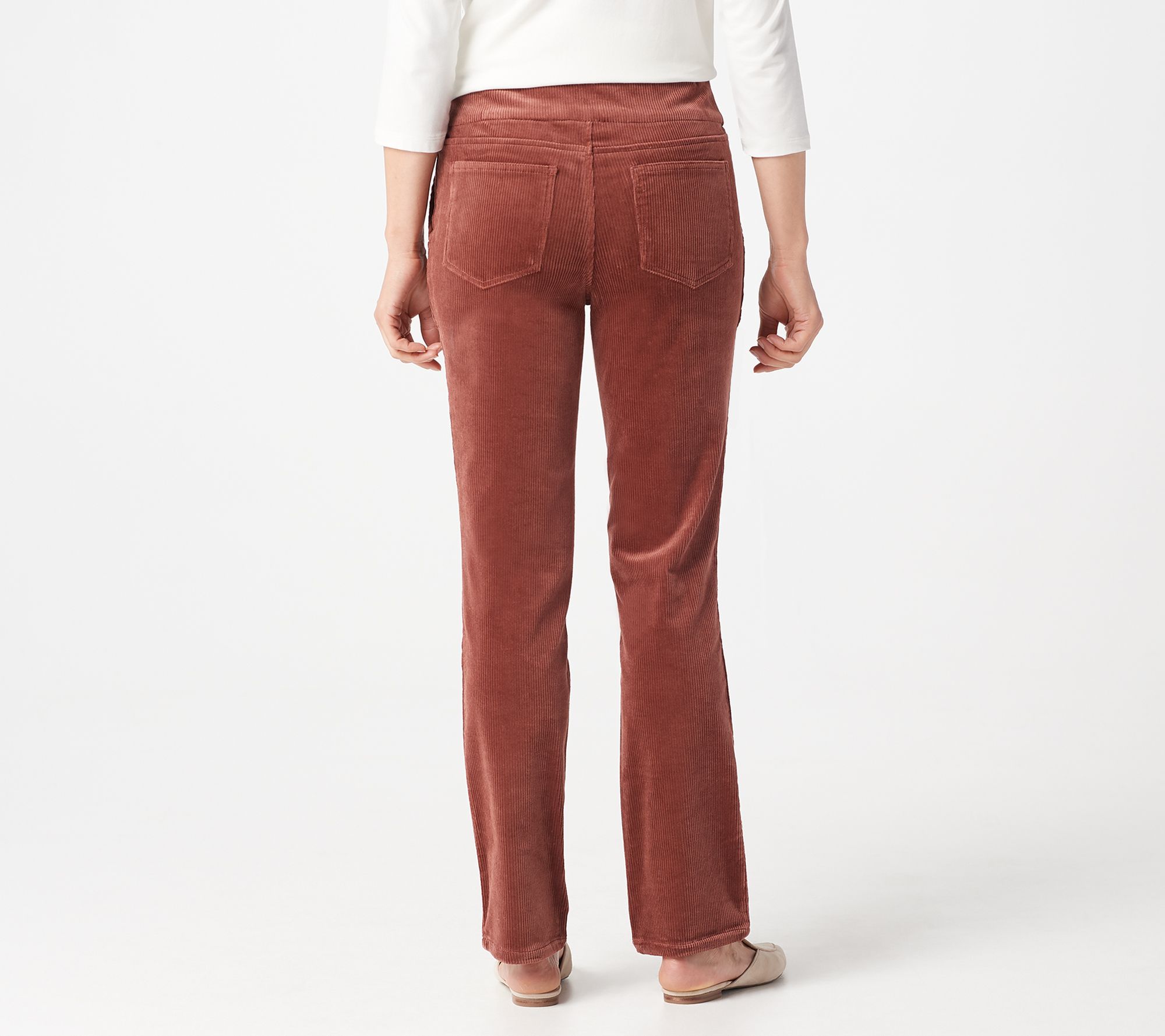 Denim & Co. Stretch Corduroy Smooth Waist PullOn Pants —