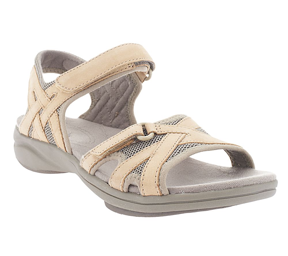 Clarks In Motion Peak Nubuck Leather and Mesh Adj. Sandals Page 1