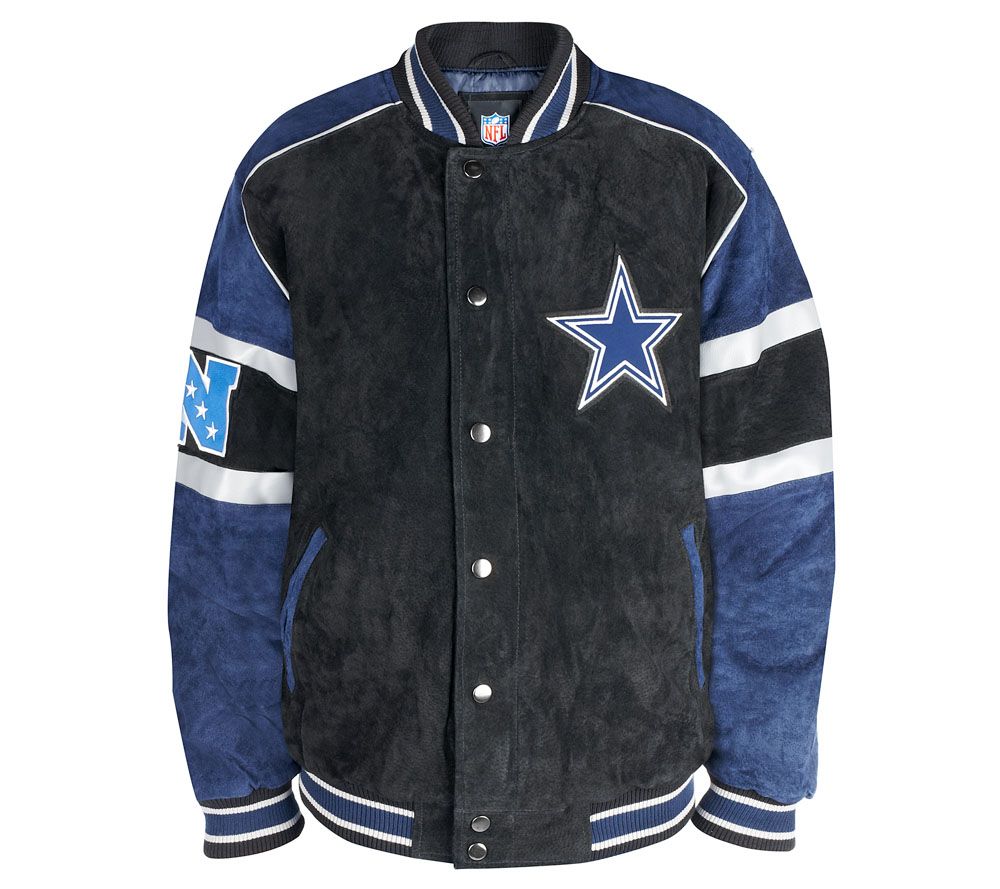 NFL Dallas Cowboys Suede Jacket with Snap Cover Zipper Closure Page 1
