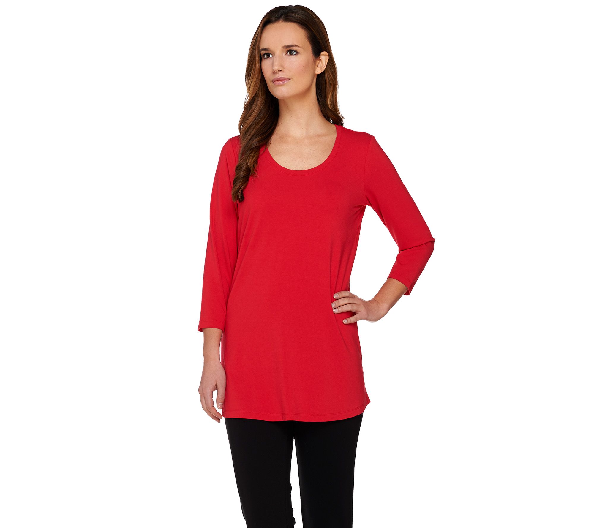 Susan Graver Dolce Knit 3/4 Sleeve Tunic Page 1 —