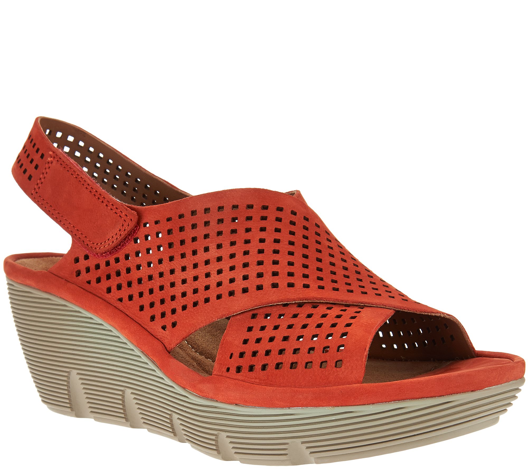 Clarks Artisan Suede Perforated Wedges Clarene Award Page 1 —