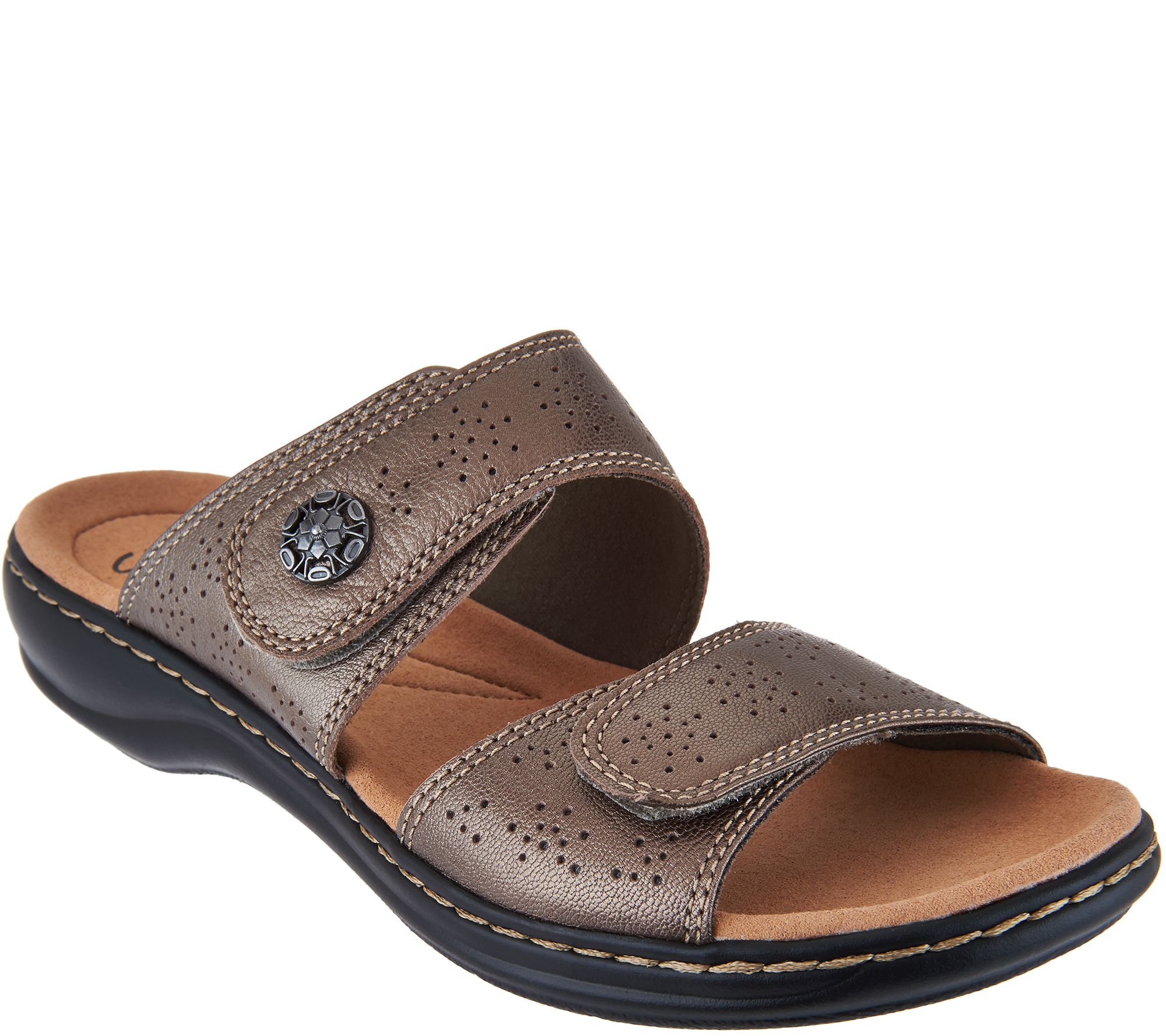 Clarks Leather Double Adjust Slide Sandals Leisa Lacole Page 1