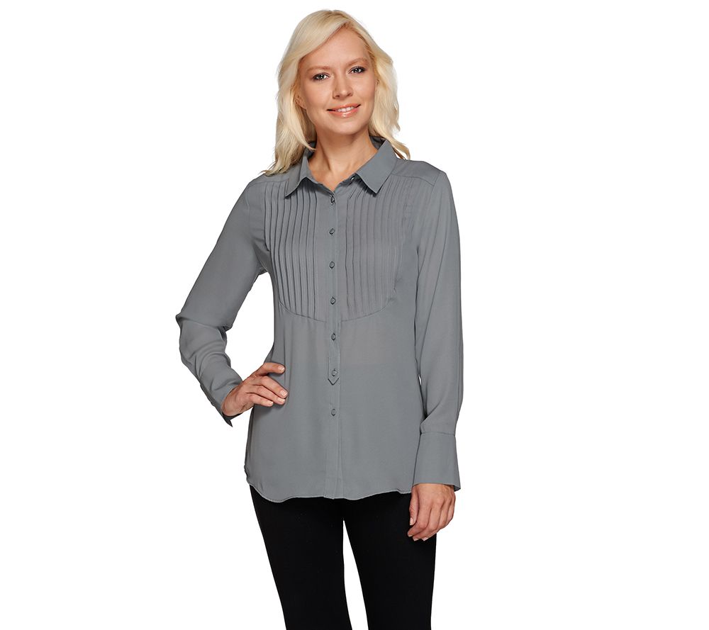 Joan Rivers Tuxedo Blouse with Long Sleeves Page 1 —