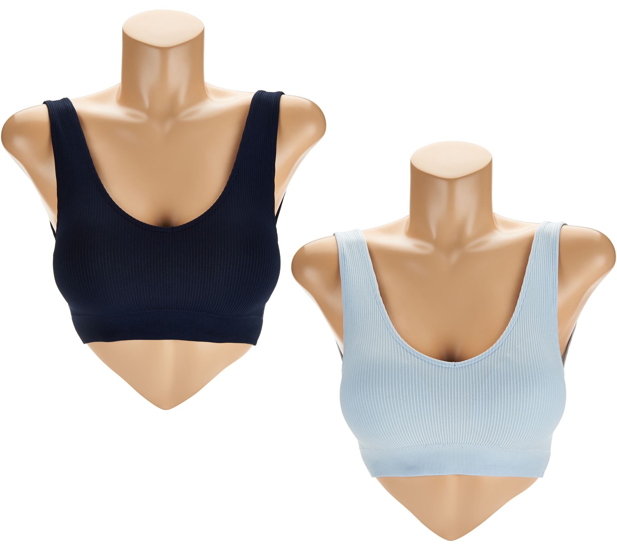 AnyBody Seamless Ribbed Bra with Removable Pads Set of Two Page 1