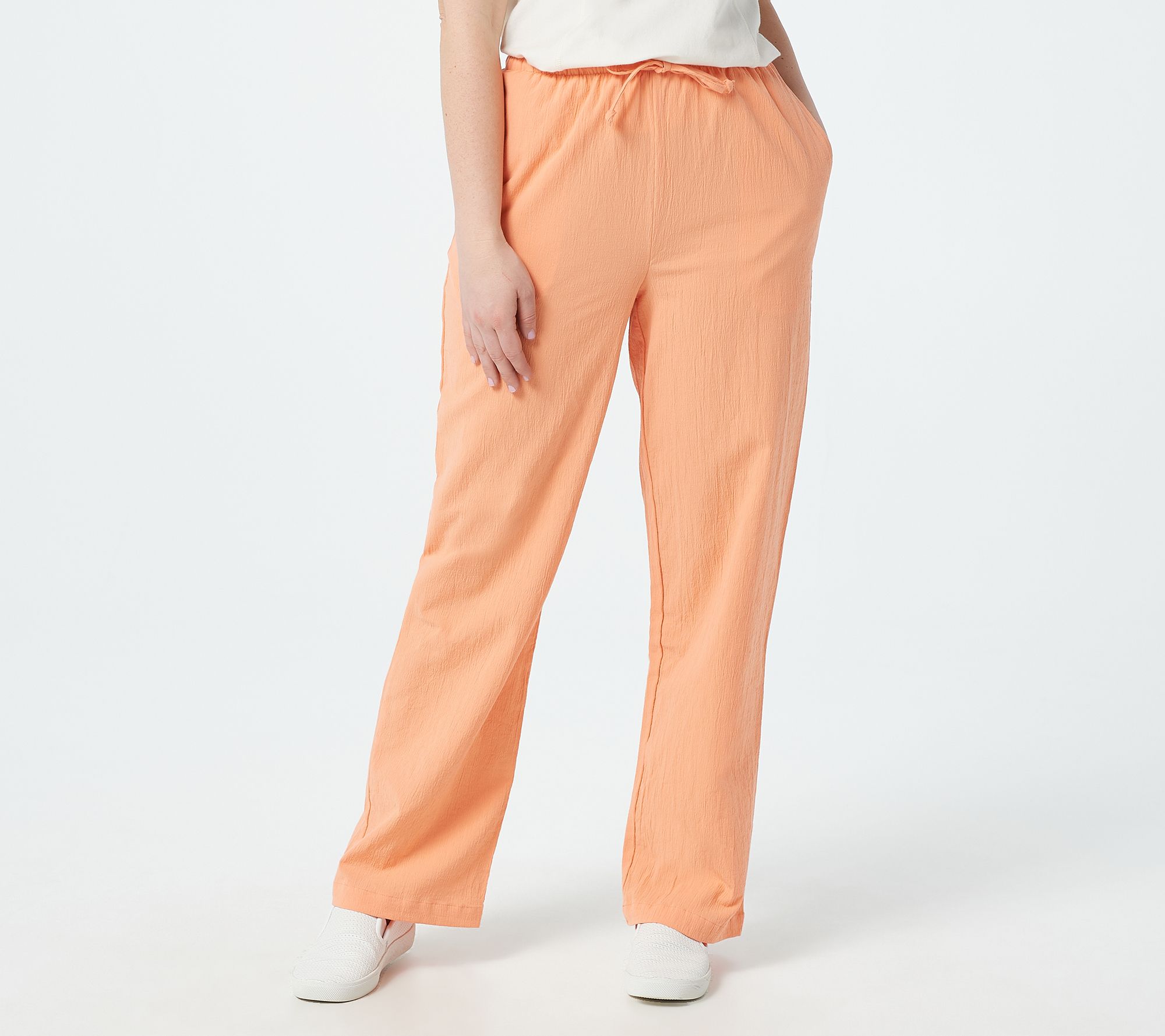 Denim & Co. Regular Classic Waist Drawstring Gauze Pants Page 1 —
