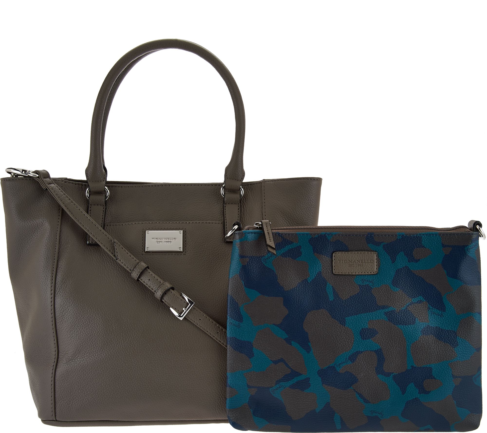 Tignanello 3in1 Leather RFID Shopper with Crossbody Page 1 —