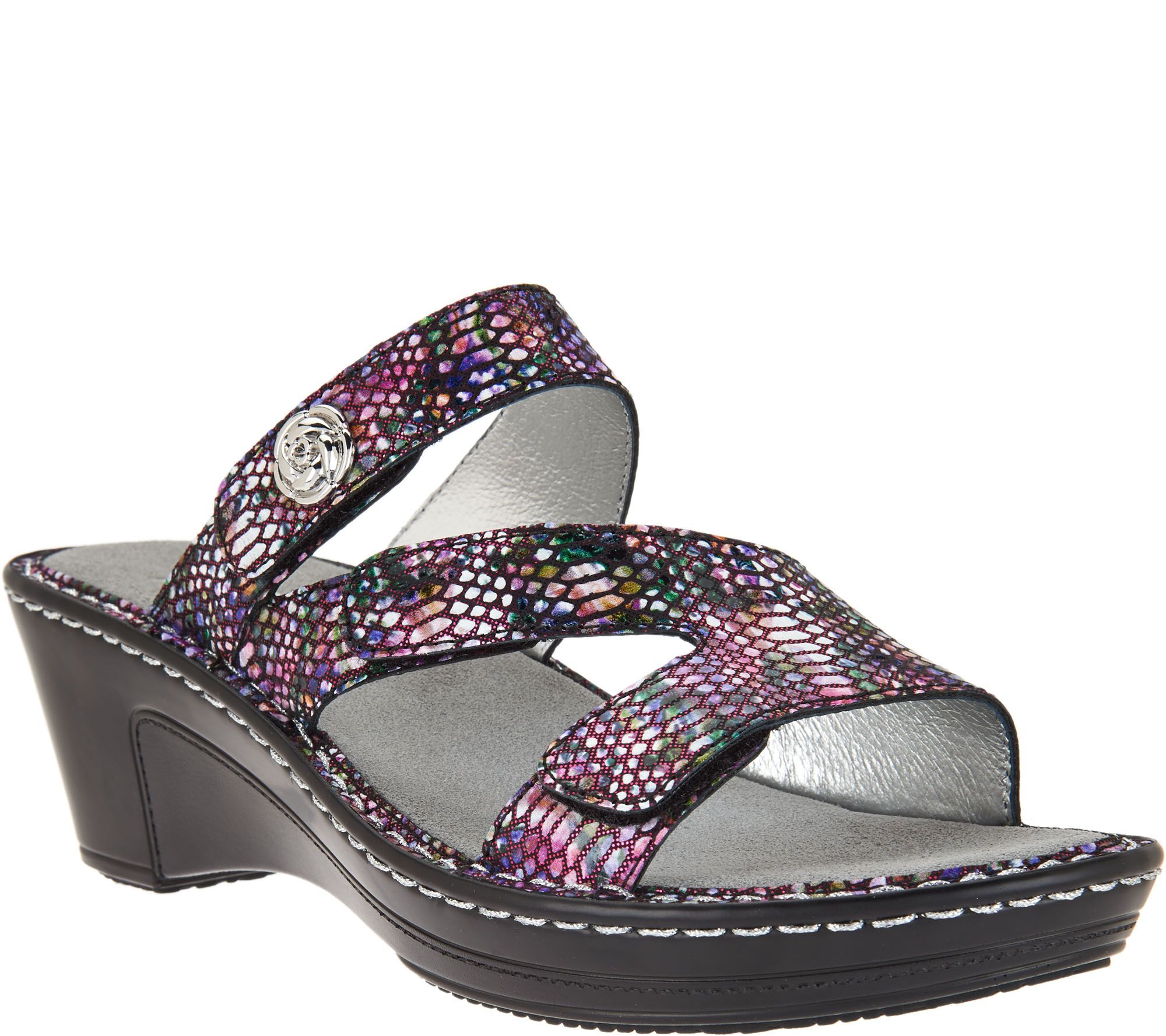 Alegria Leather Triple Strap Wedge Sandals Loti Page 1 —