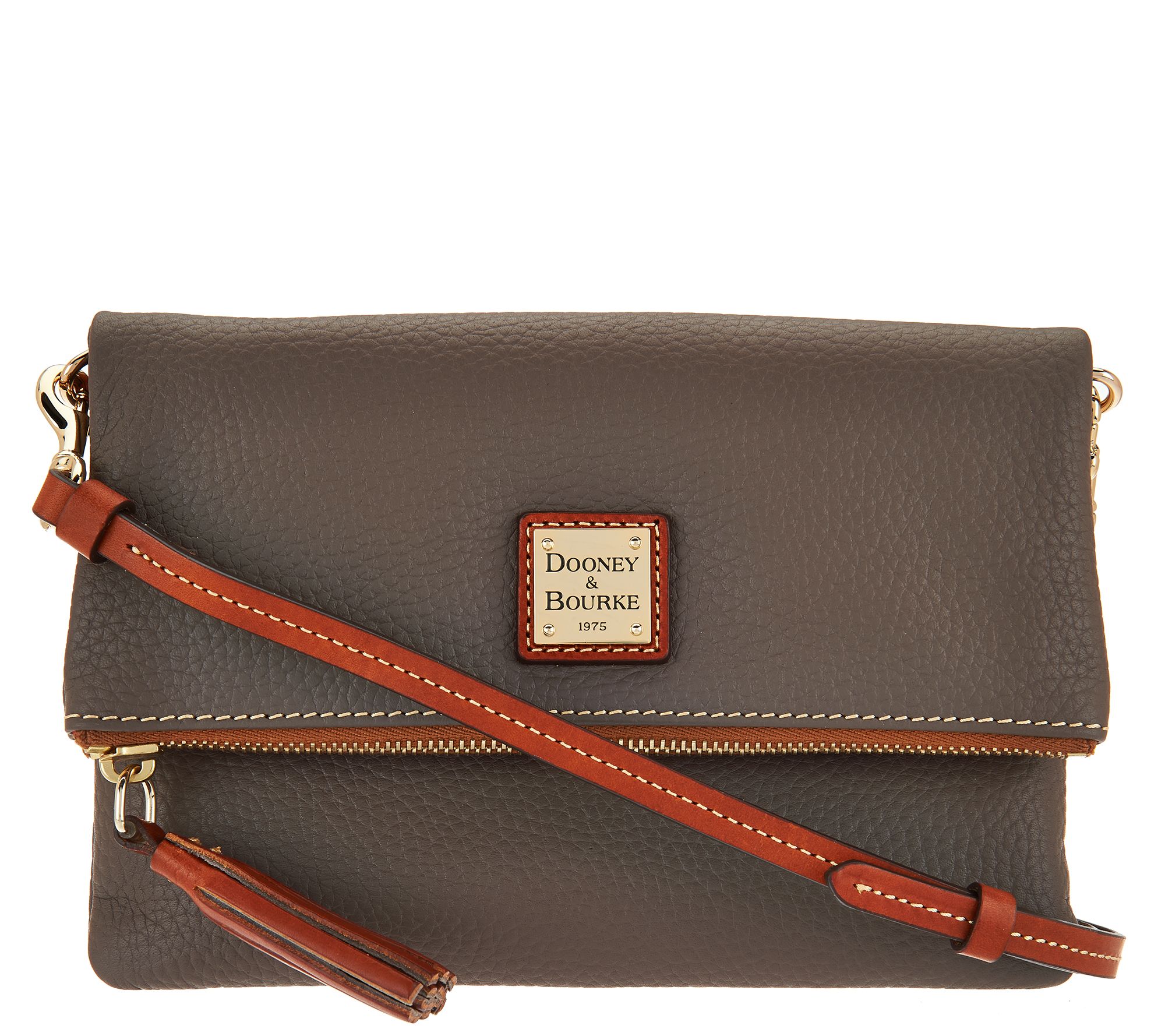Dooney & Bourke Pebble Leather Foldover Zip Crossbody Page 1 —