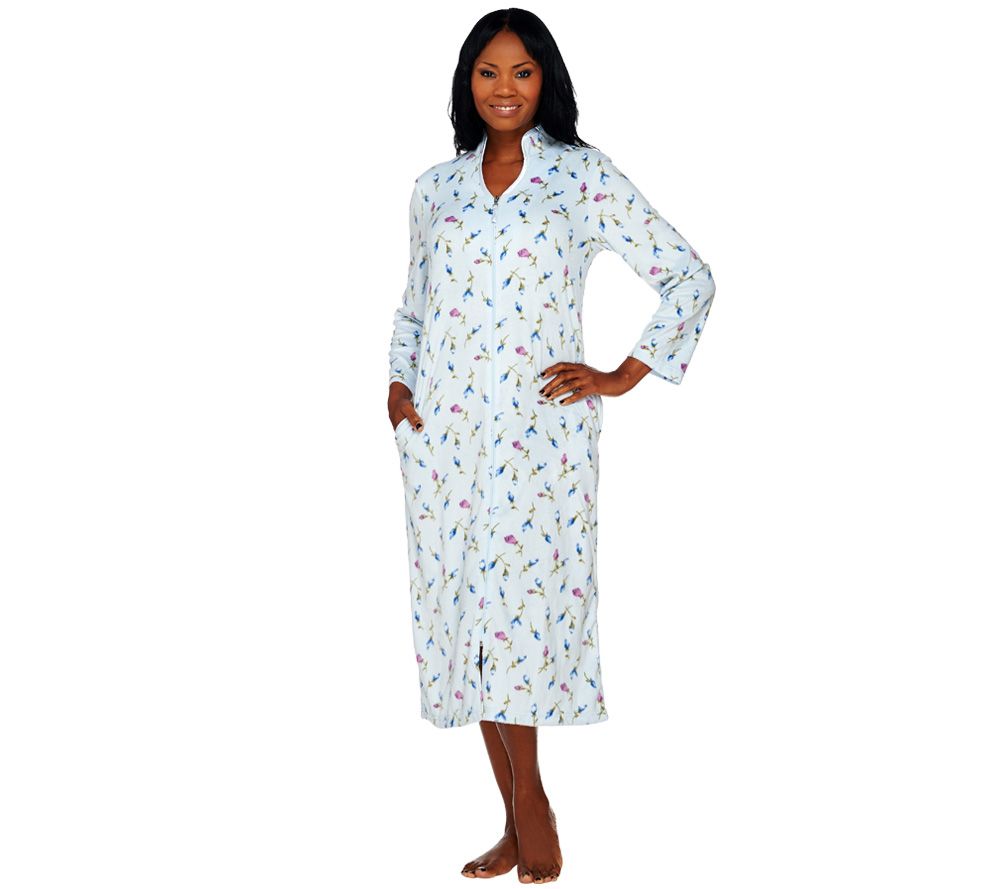 Carole Hochman Fresco Buds Sueded Micro Fleece Zip Robe Page 1 —