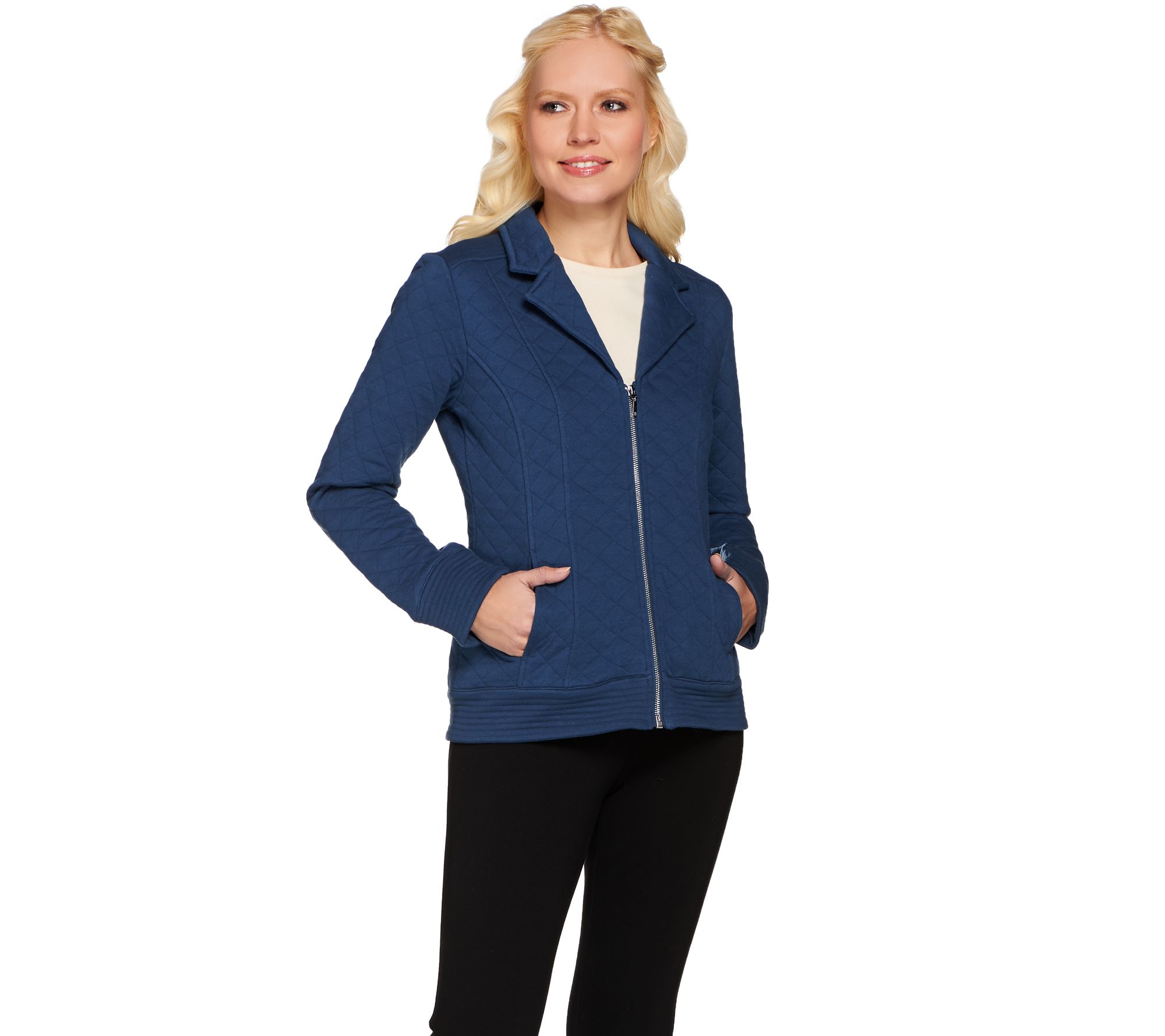 Isaac Mizrahi Live! Quilted Knit Jacket w/ Stitch Details Page 1