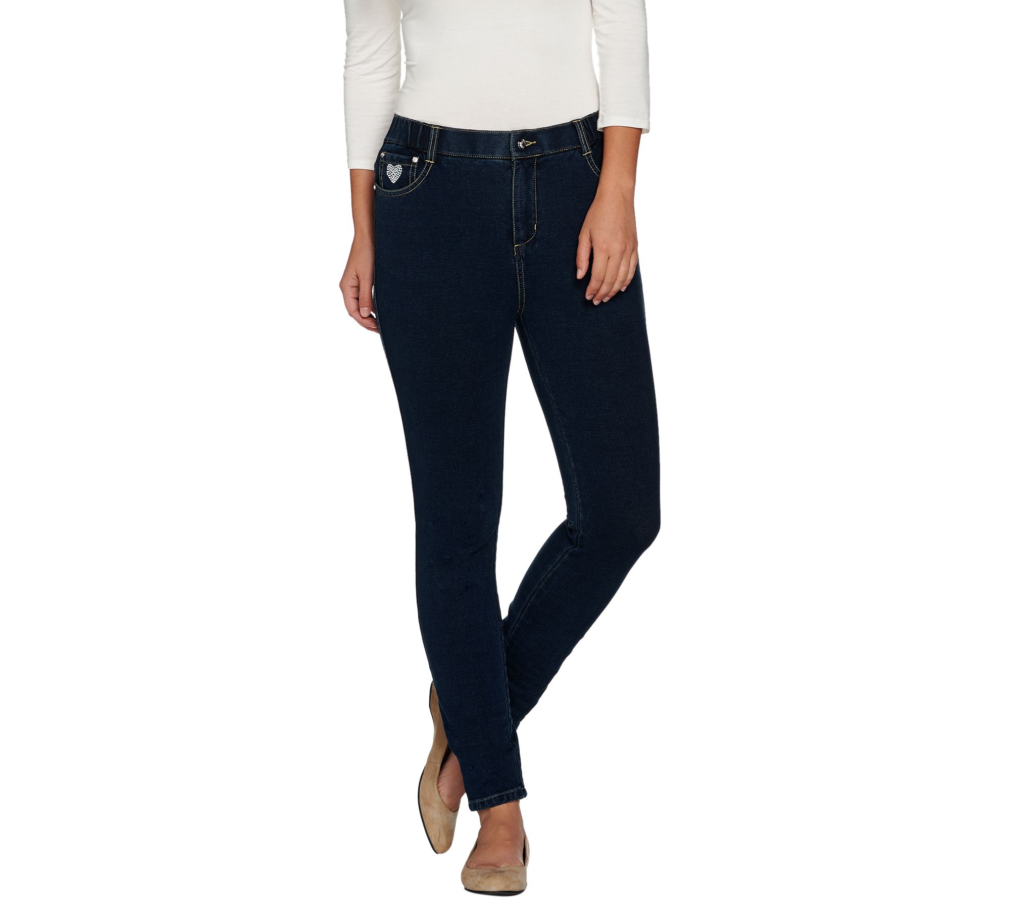 Quacker Factory DreamJeannes 5 Pocket Knit Denim Jeggings Page 1