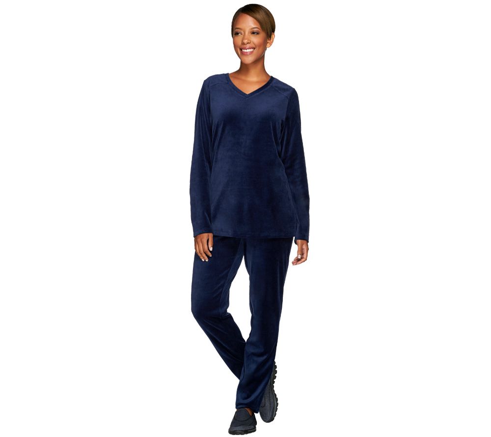 "As Is" Denim & Co. Active Petite Velour Tunic and Pant Set w/ Quilting