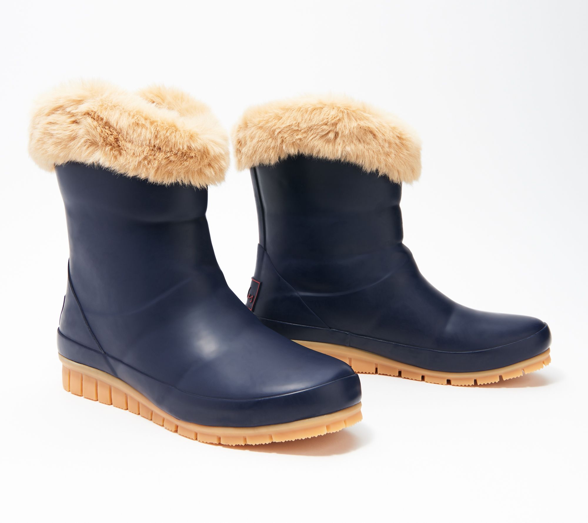 Joules Mid Faux Fur Rain Boots Chilton