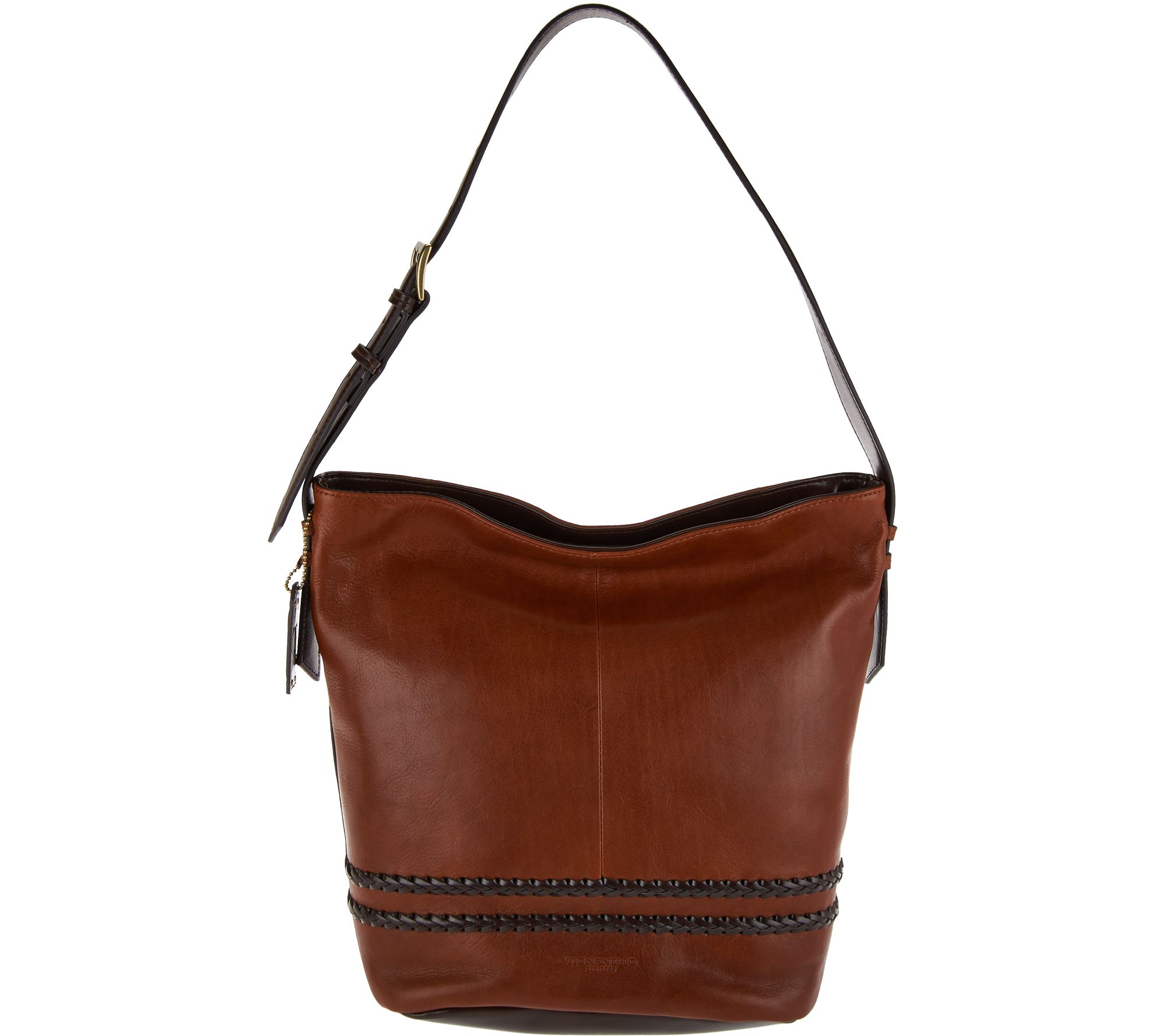 "As Is" Tignanello Vintage Leather RFID Bucket Hobo Bag Page 1 —