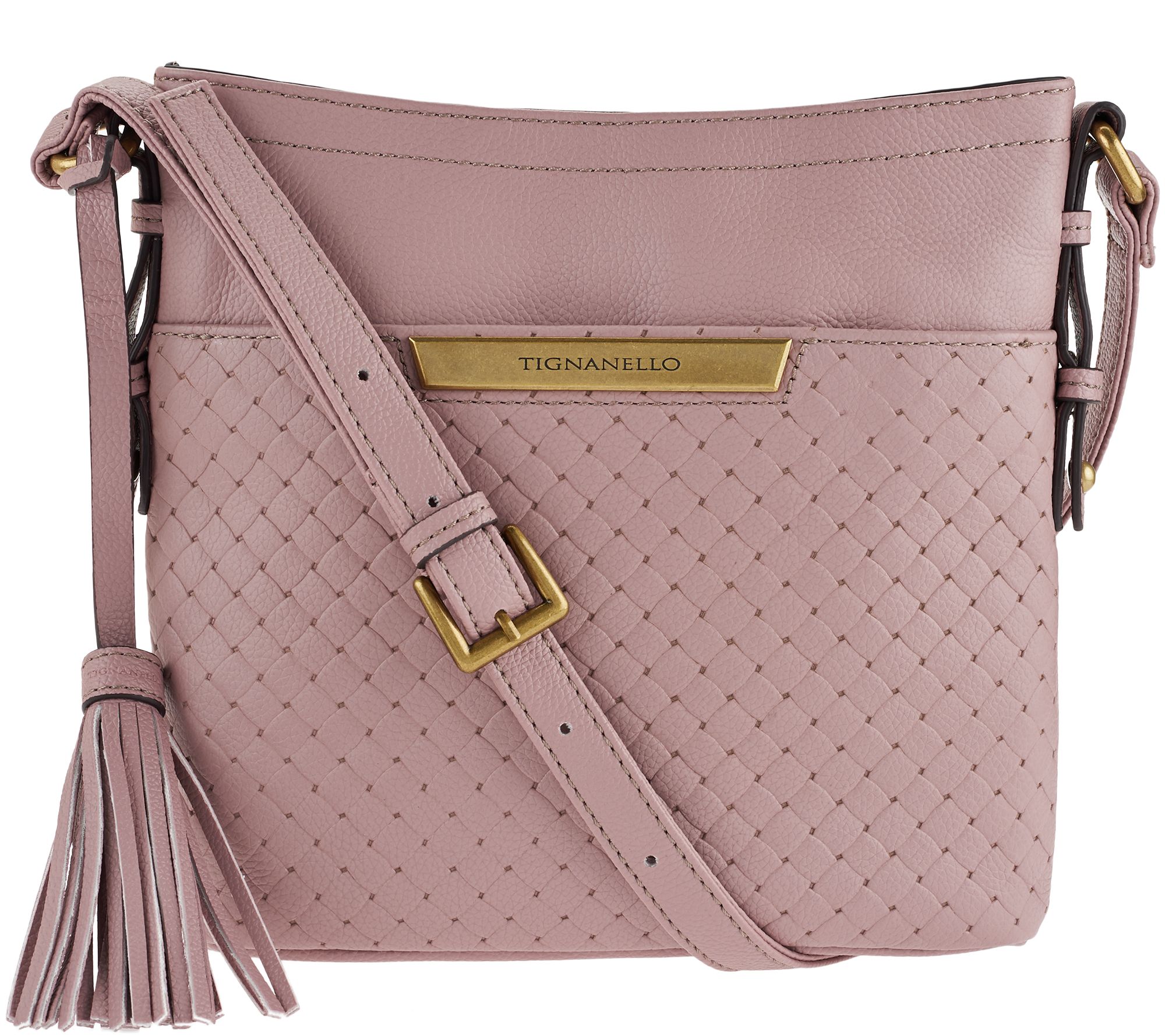 Tignanello Pebble Leather Embossed Weave RFID Crossbody Bag Page 1