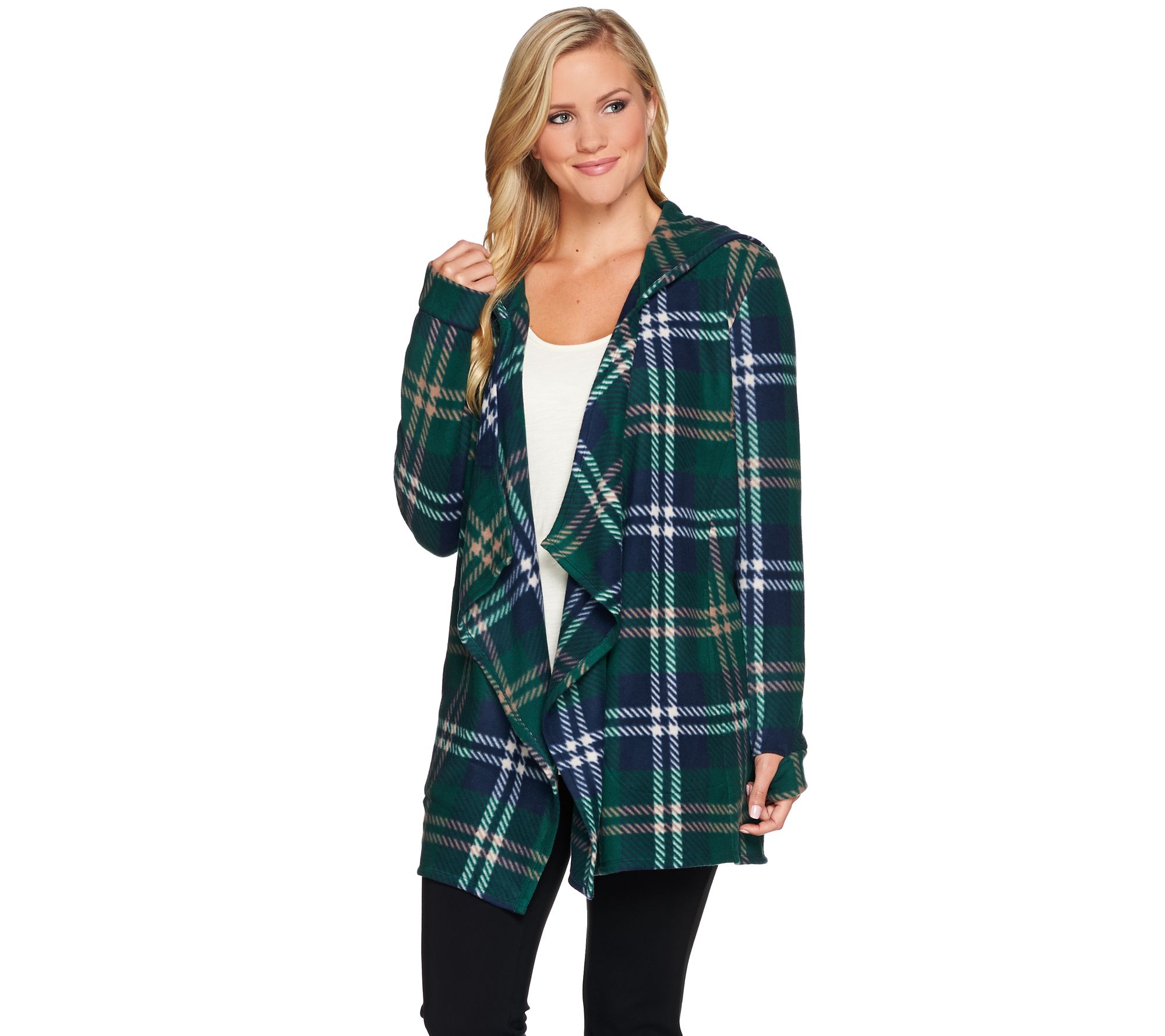 Cuddl Duds Fleecewear Stretch Long Sleeve Wrap with Hood Page 1 —