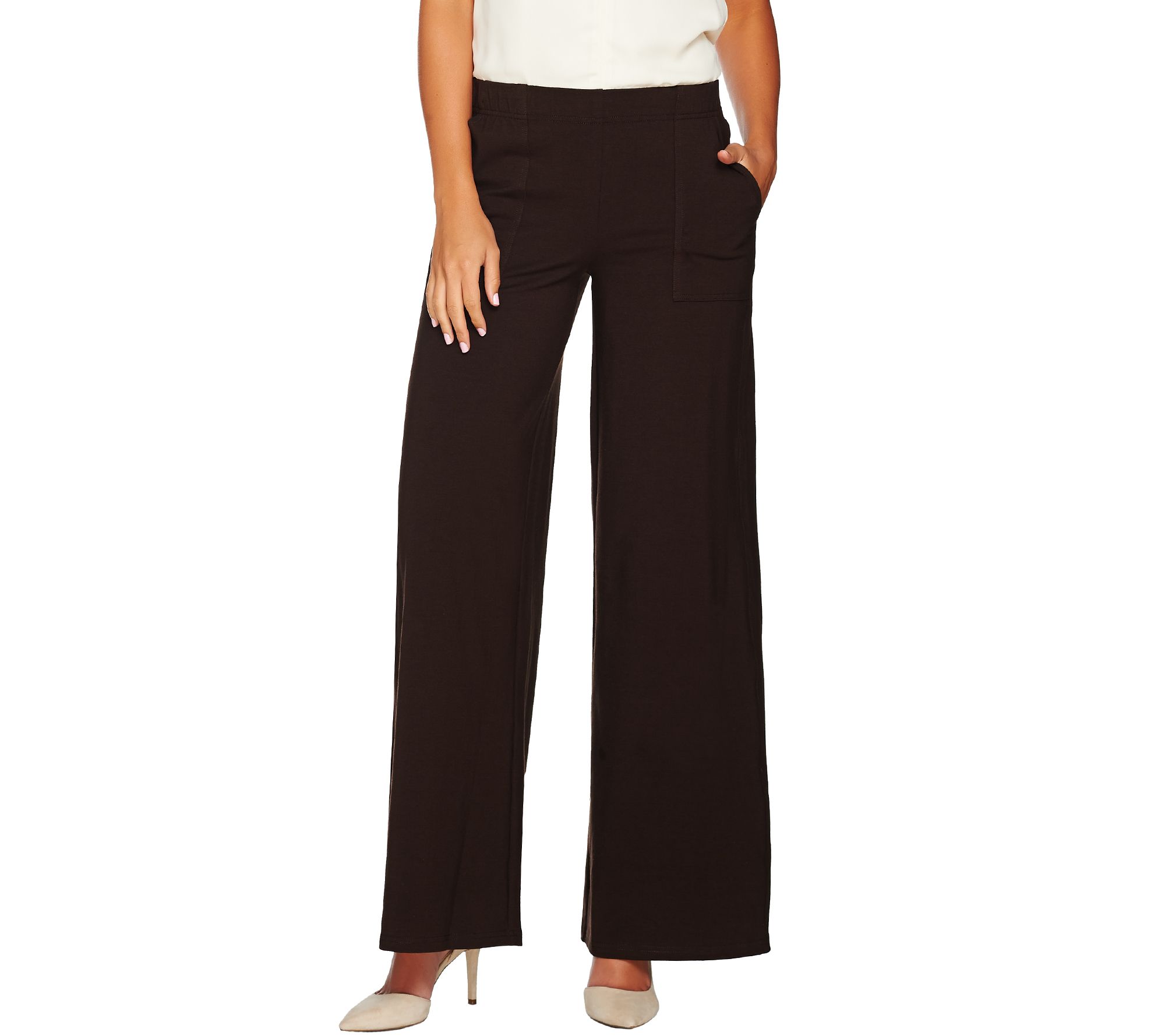 Women with Control Regular Wide Leg Pants with Pocket Page 1 —