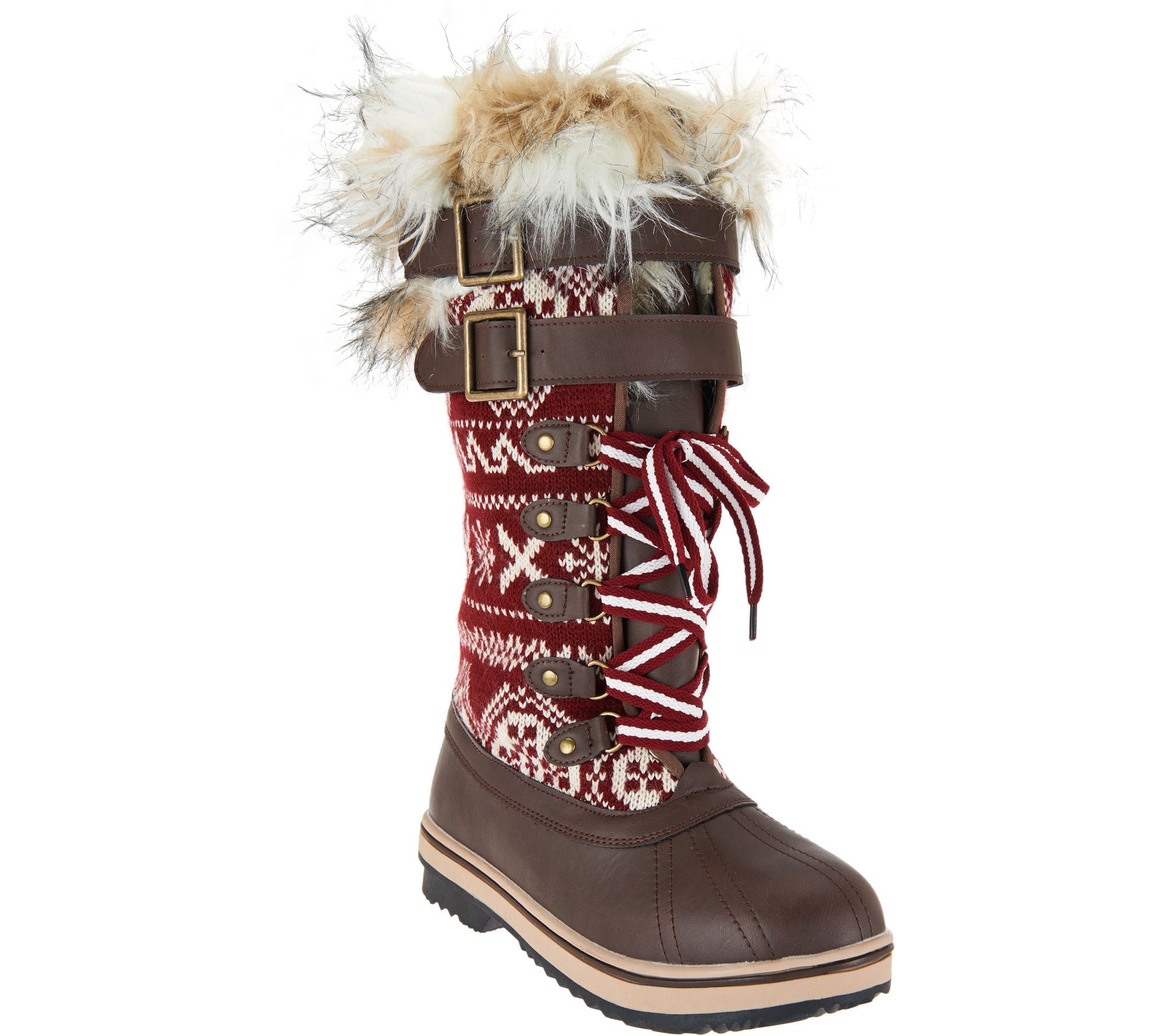 MUK LUKS Allie LaceUp Knit Snow Boots with Thinsulate Page 1 —