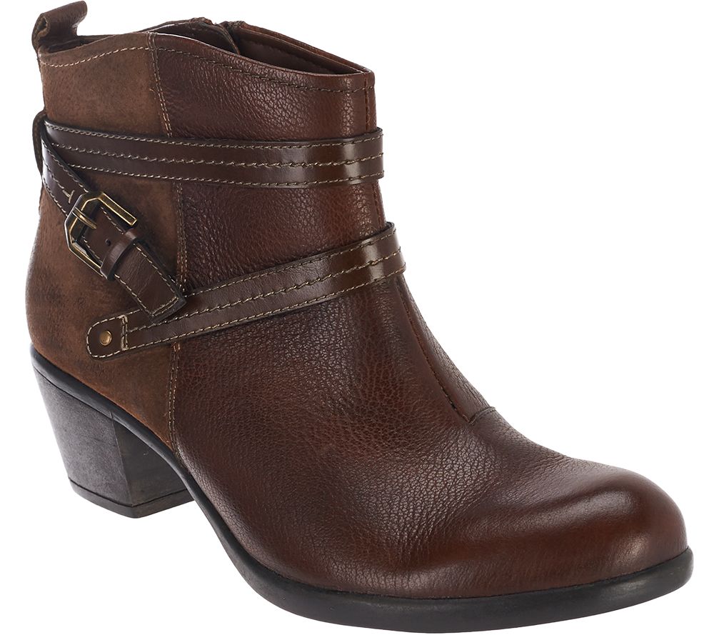 Earth Origins Leather Ankle Boots w/ Strap Details Raven Page 1