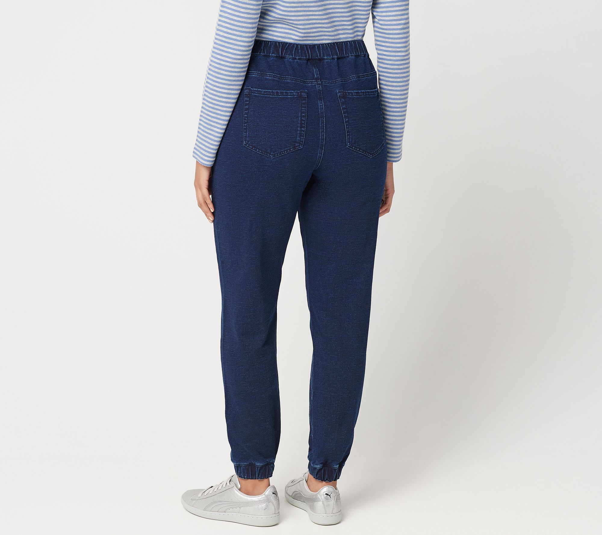 Denim & Co. Petite Comfy Knit Denim PullOn Jogger Pants
