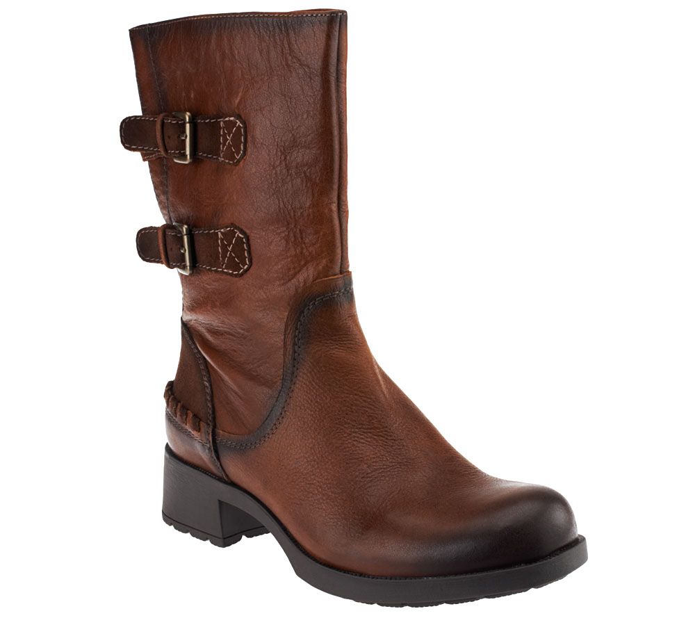 Earth Leather MidCalf Boots w/ Side Buckles Hemlock Page 1 —