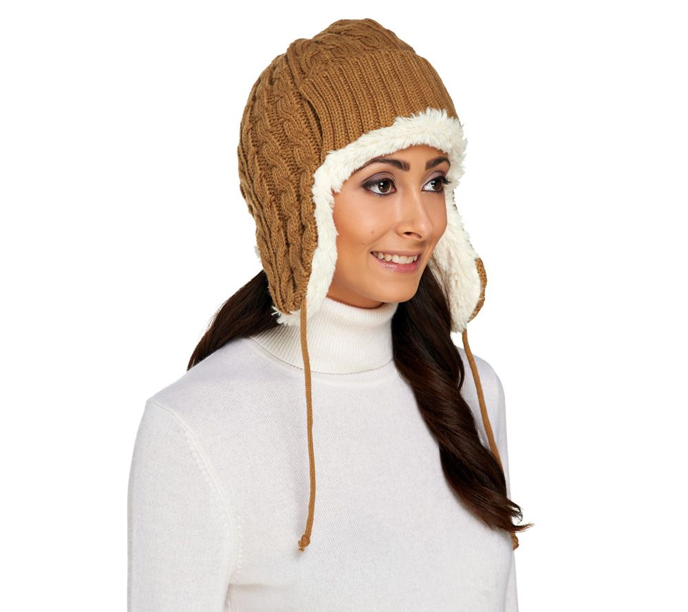 MUK LUKS Classic Cable Knit Trapper Hat Page 1 —