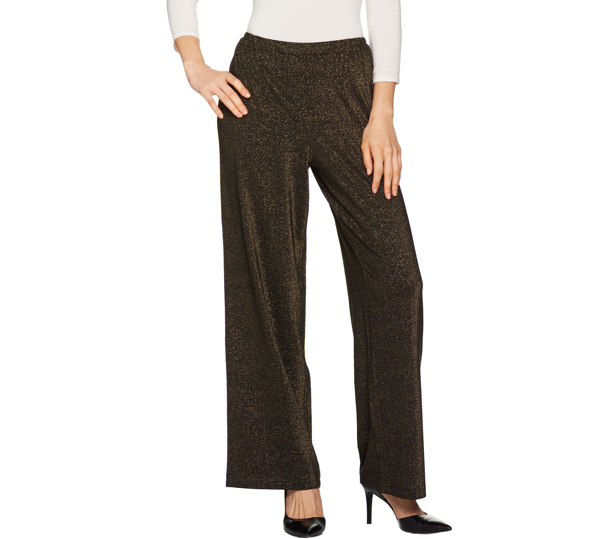 Joan Rivers Regular Length Shimmering Knit Pull OnPants Page 1 —