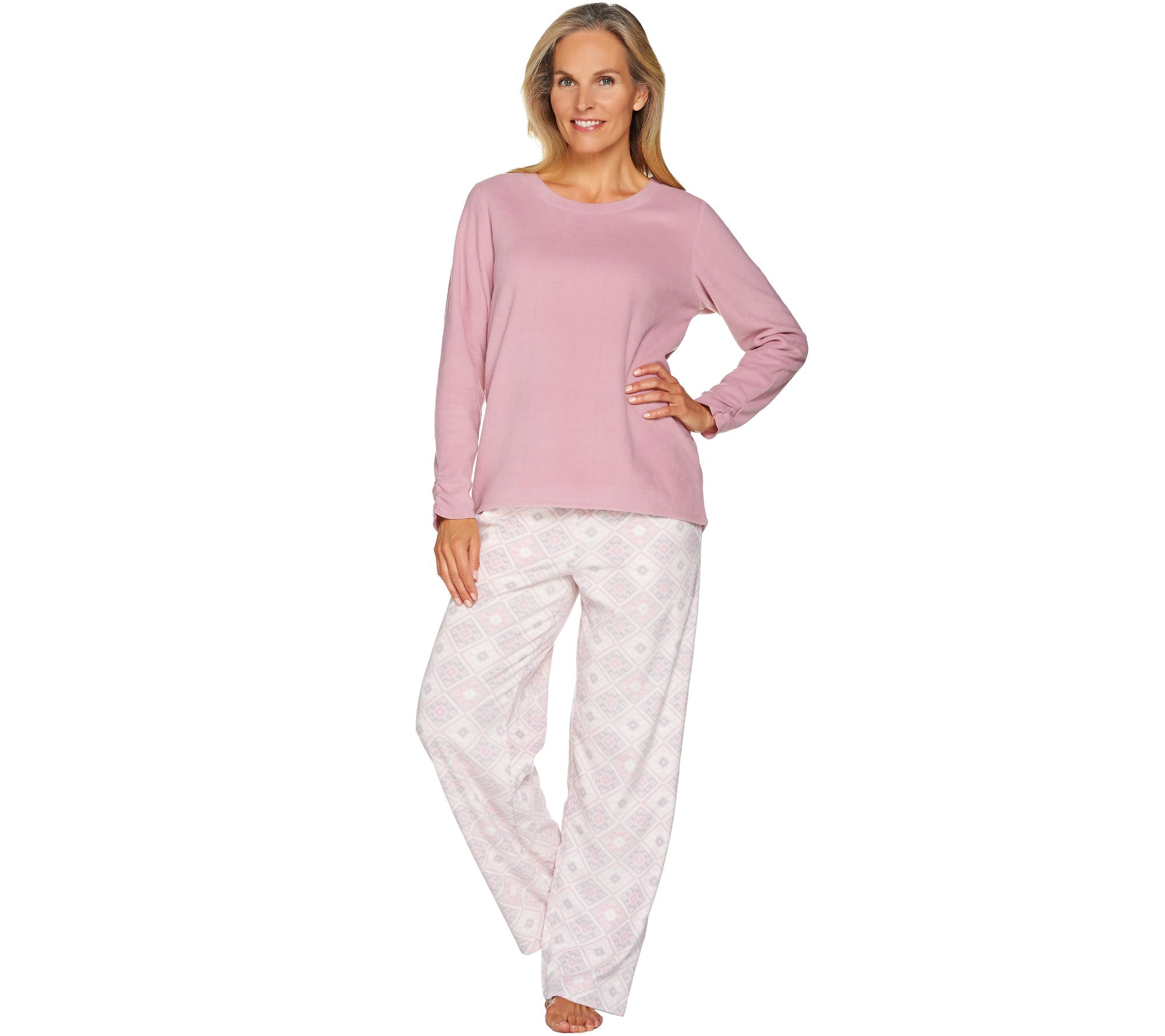 "As Is" Stan Herman Petite Micro Fleece Novelty Pajama Set —