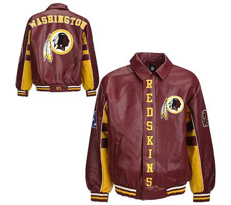 NFL Washington Redskins Faux Leather Jacket — QVC.com (450 x 400 Pixel)