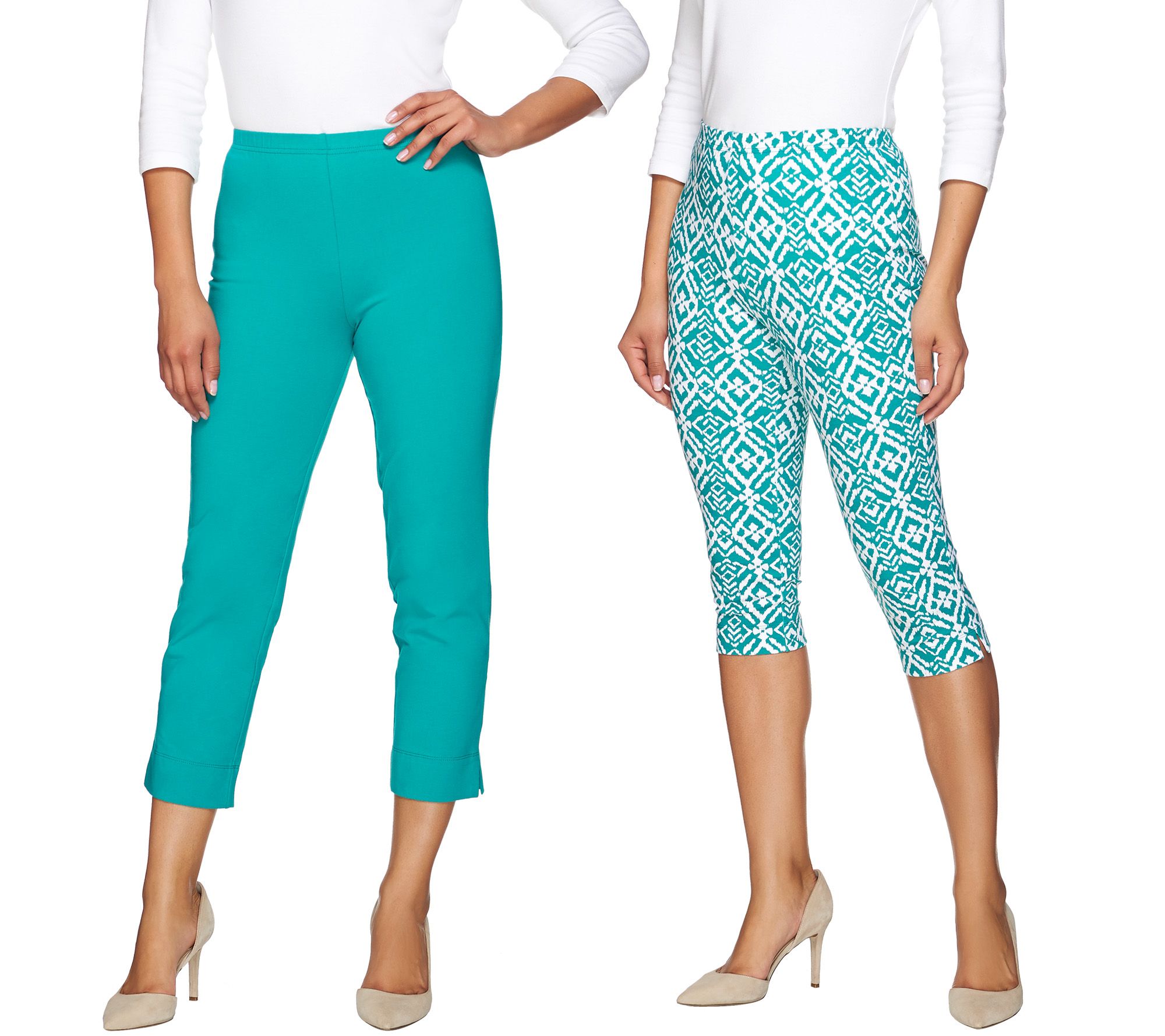 Women with Control Printed Pedal Pushers & Crop Pants Set —