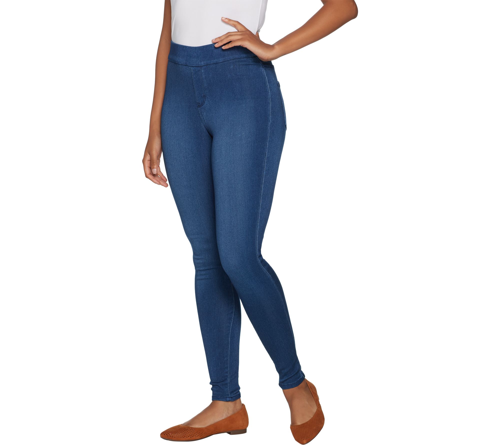 Denim & Co. Distressed PullOn Stretch Denim Leggings