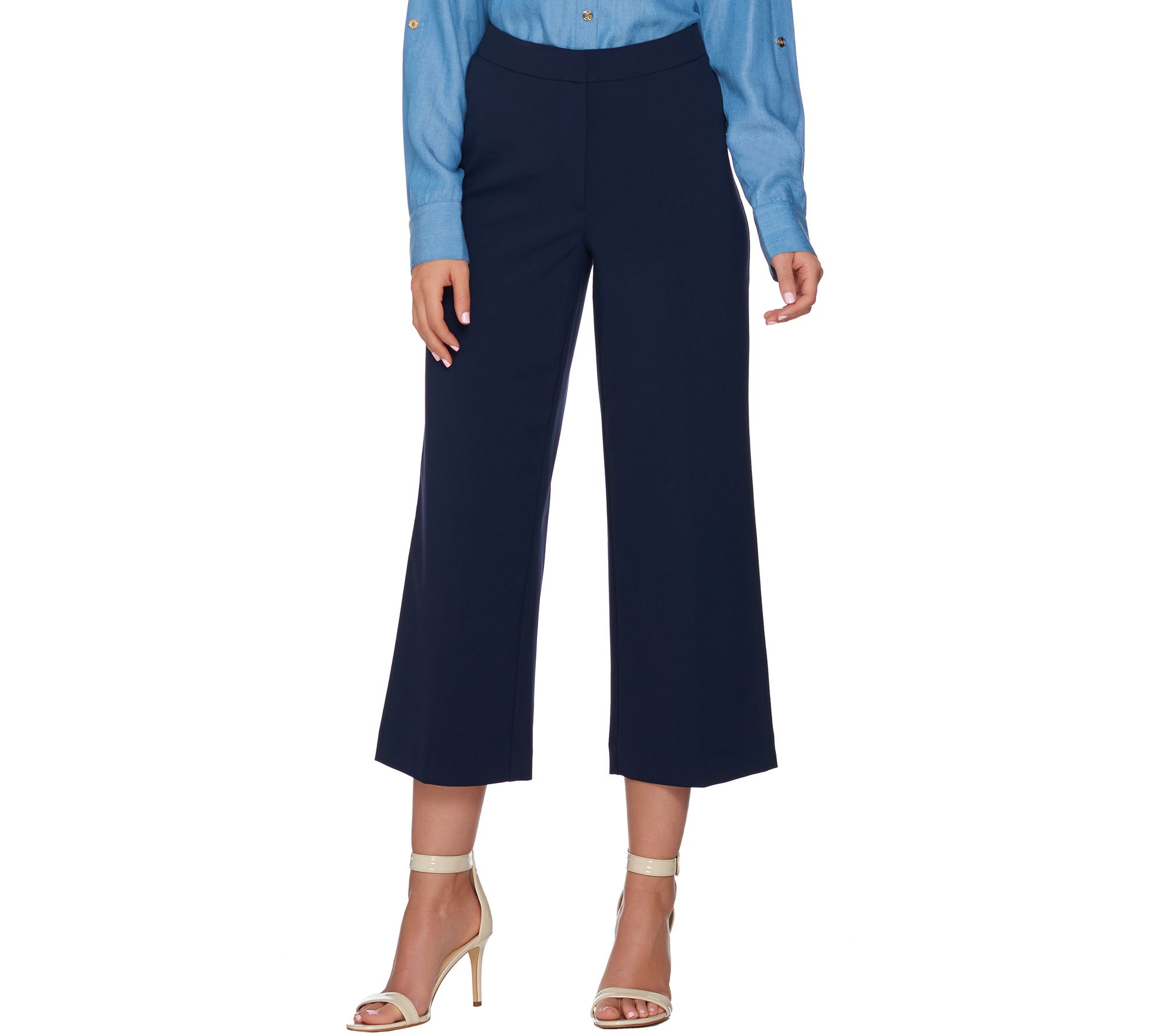 Susan Graver Chelsea Stretch Wide Leg Crop Pants Page 1 —