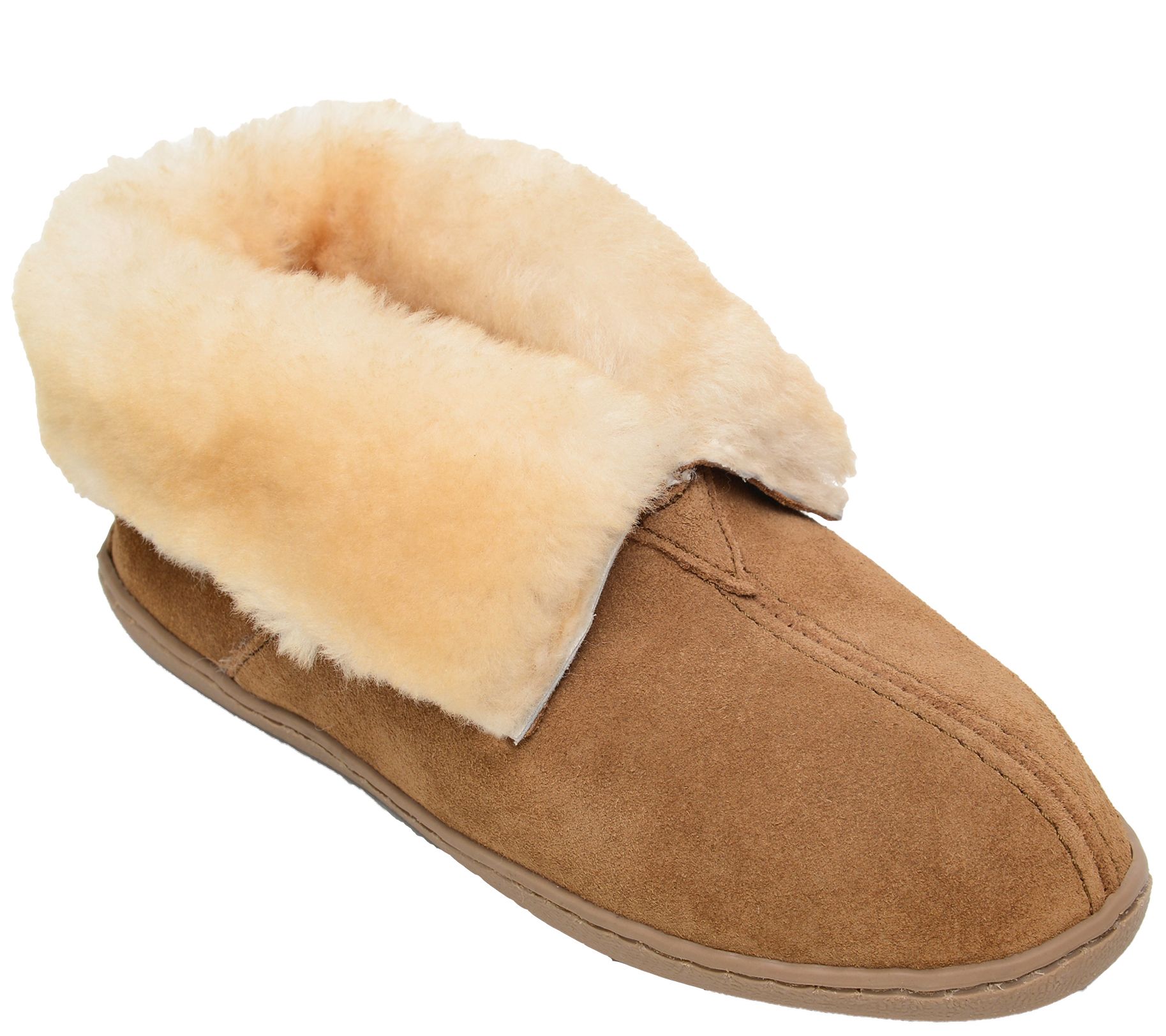 Women's Sheepskin PullOn Tan AnkleBoot Slippers