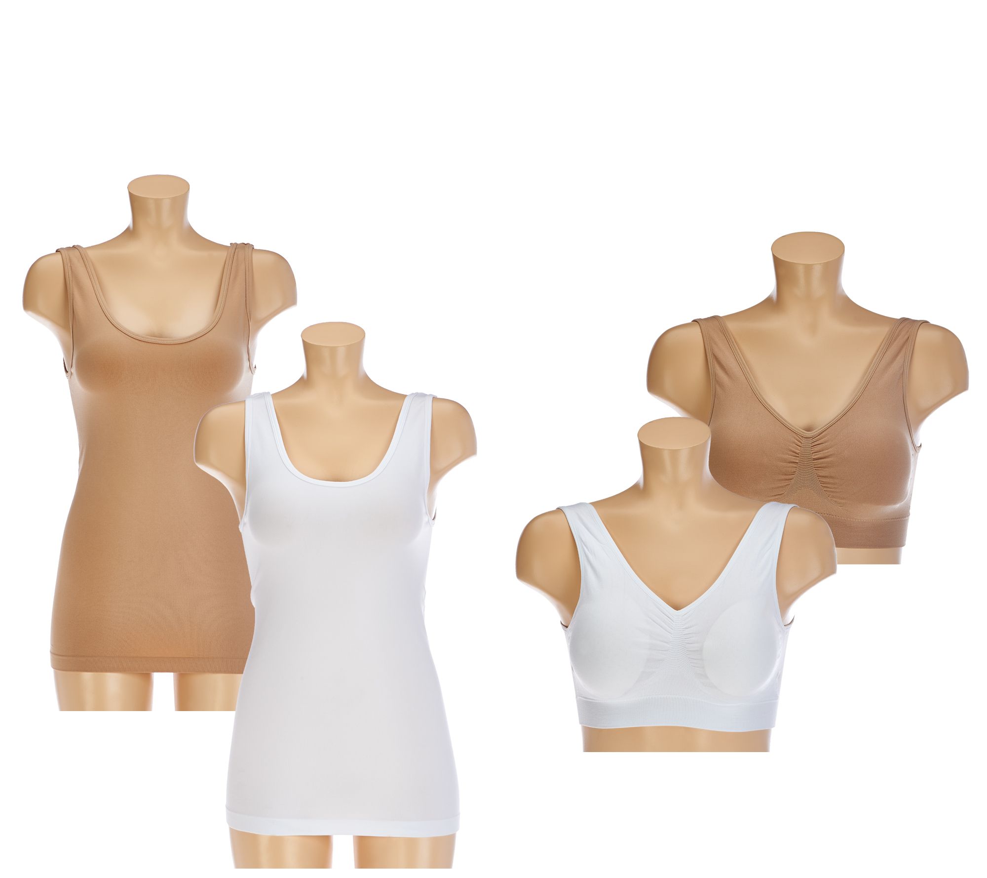 Genie Bra 4 Pack Wardrobe Set Genie Bra Seamless 4Piece Skinny Tank & Bra Set Page 1 &mdash;