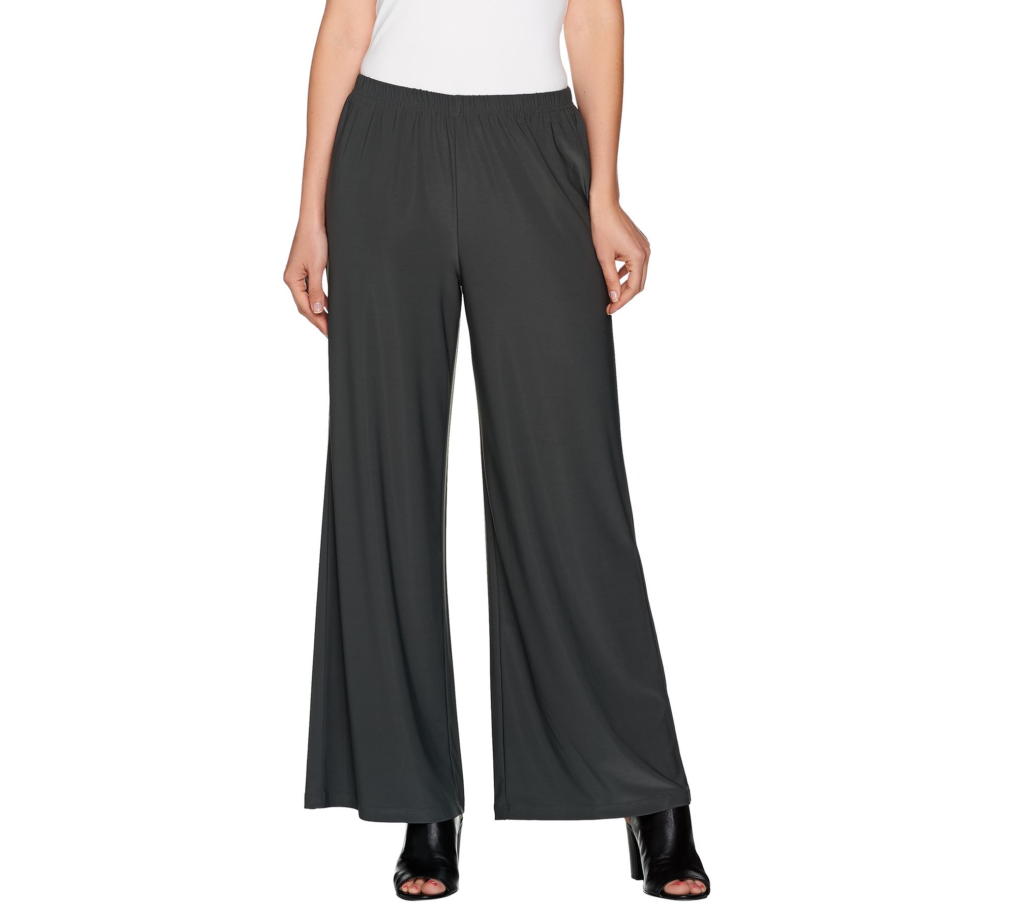 Joan Rivers Petite Length Jersey Knit Wide Leg PullOn Pants Page 1