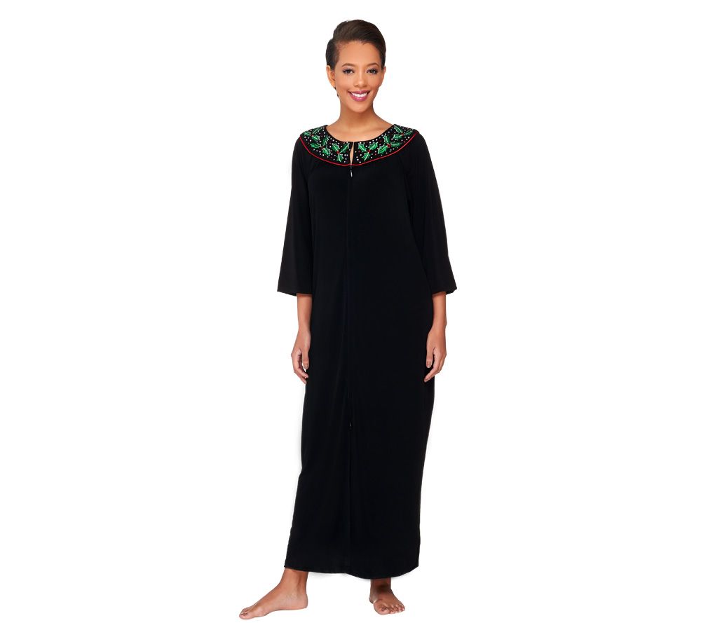 Quacker Factory Winter Embroidered Rhinestone Robe Page 1 —