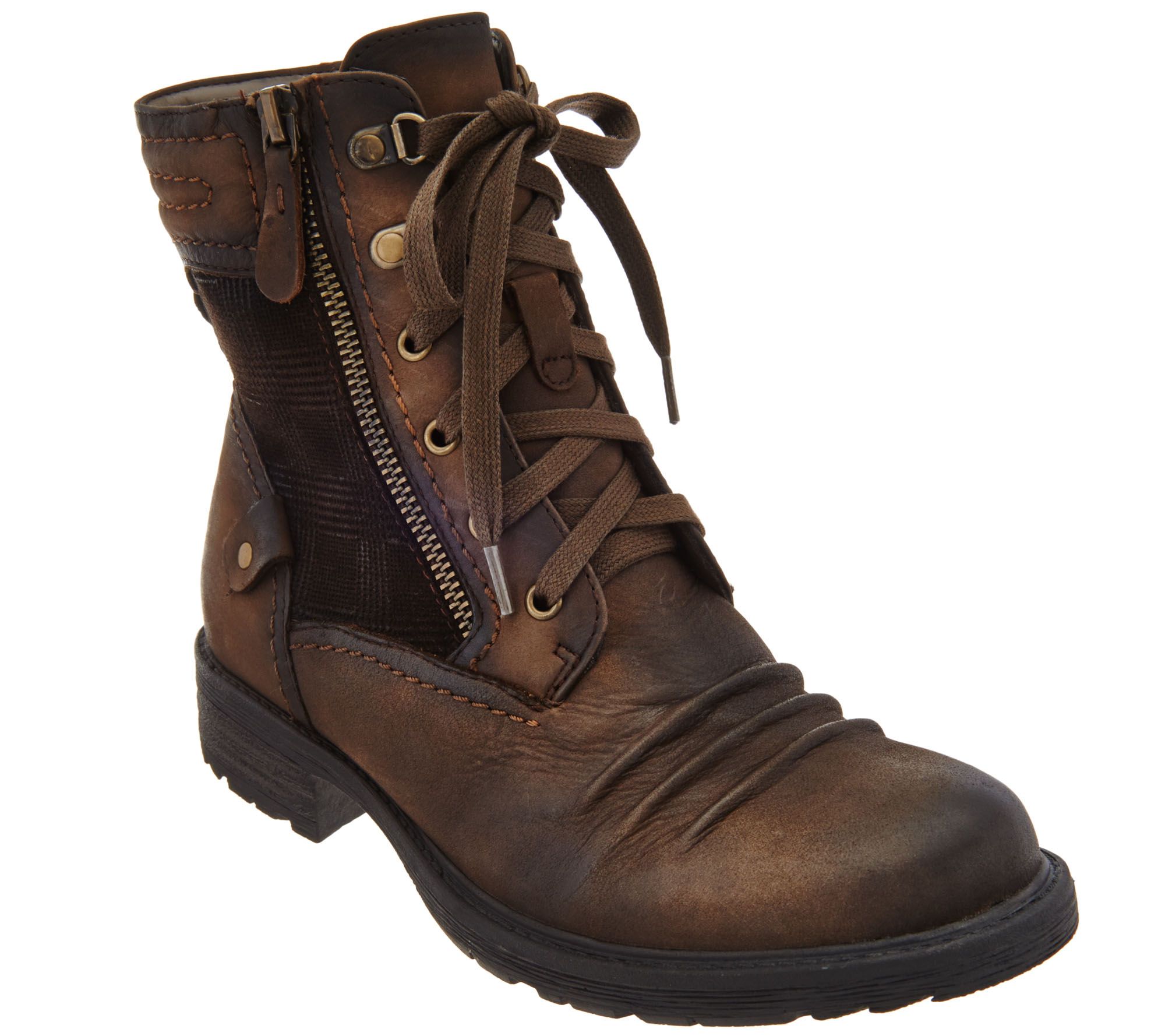 Earth Leather Laceup Boots w/ Plaid Detail Summit Page 1 —