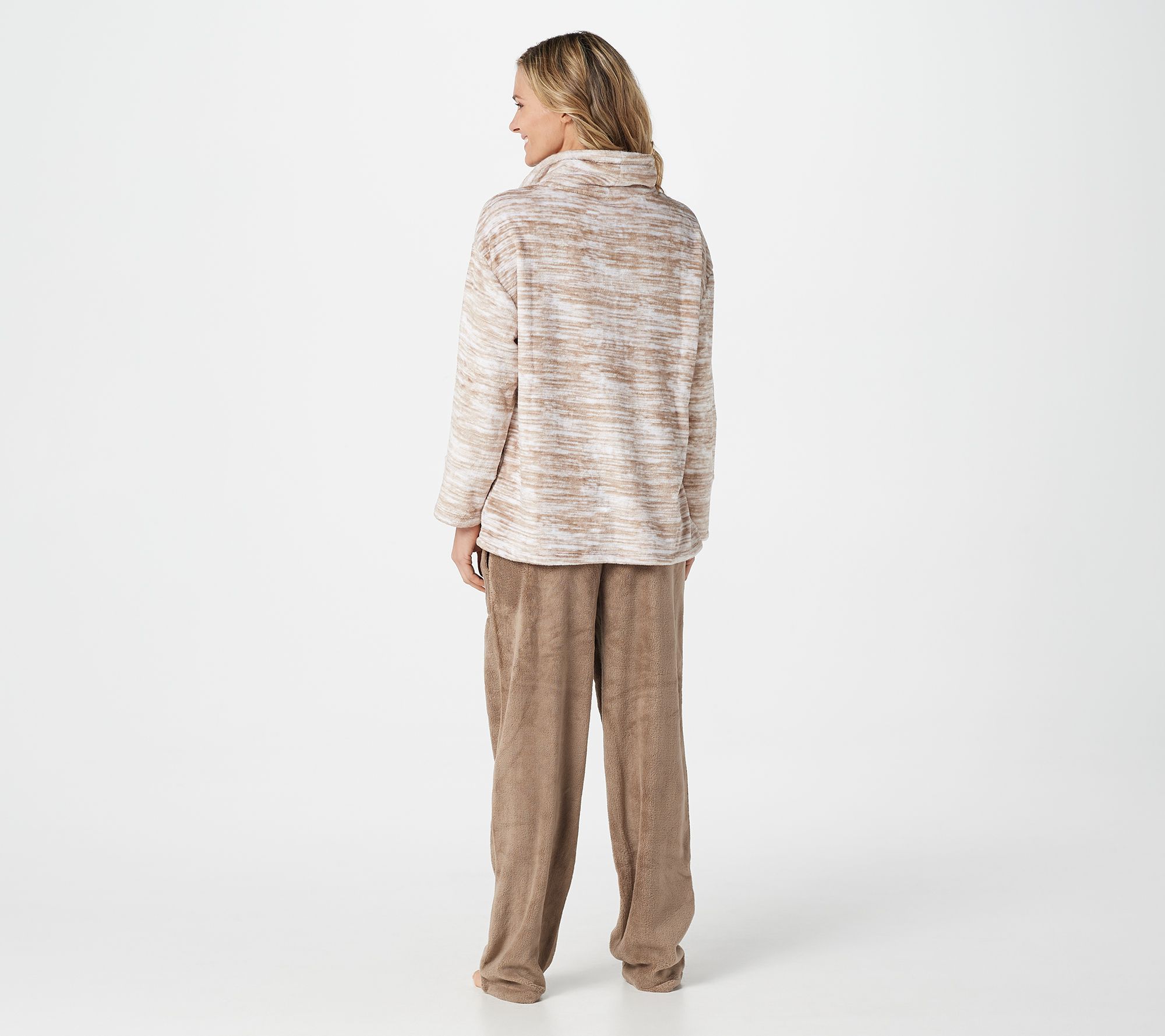 Stan Herman Silky Plush Zip Up 2Piece Lounge Set