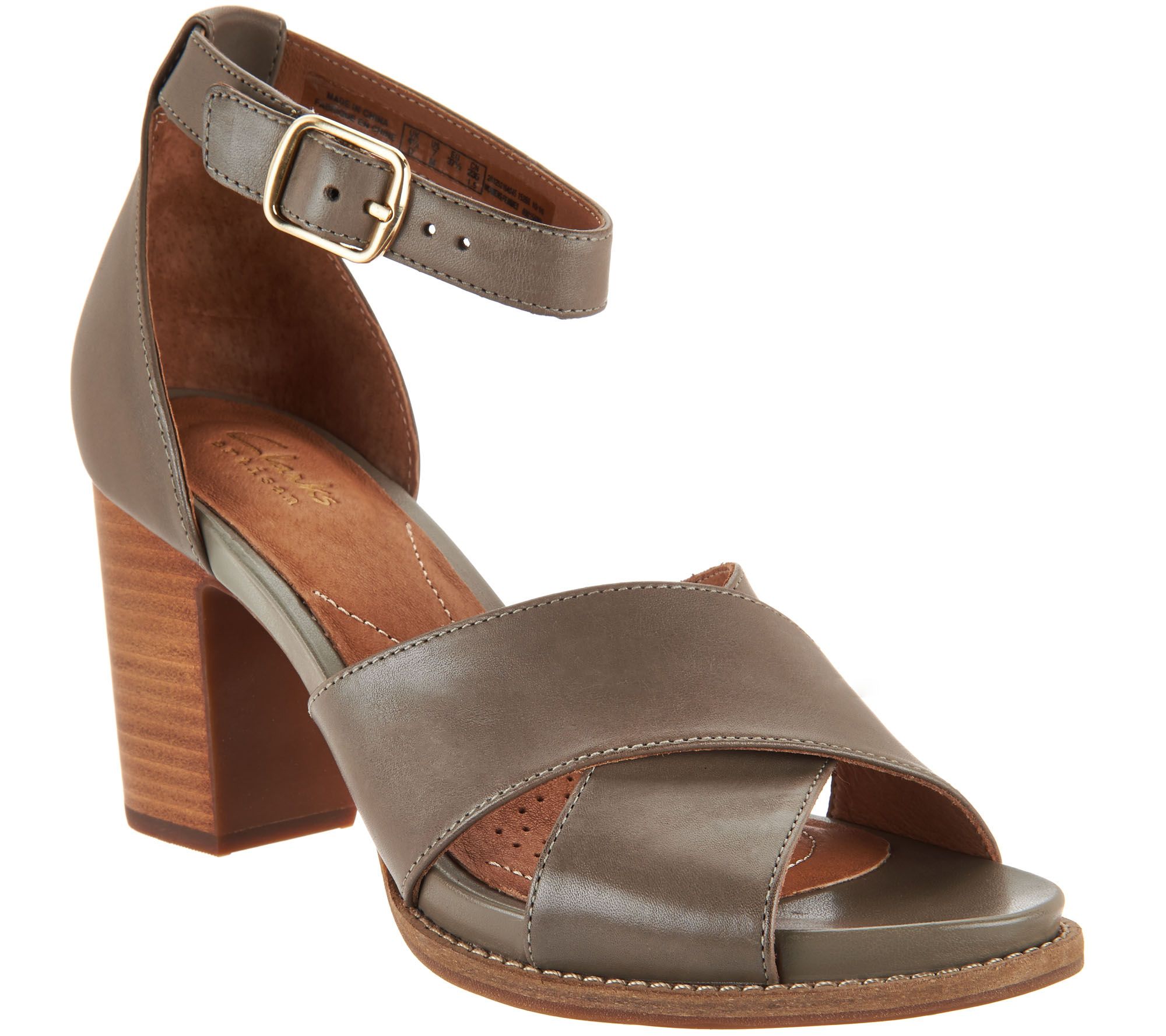 Clarks Artisan Leather Block Heel Sandals Briatta Tempo Page 1