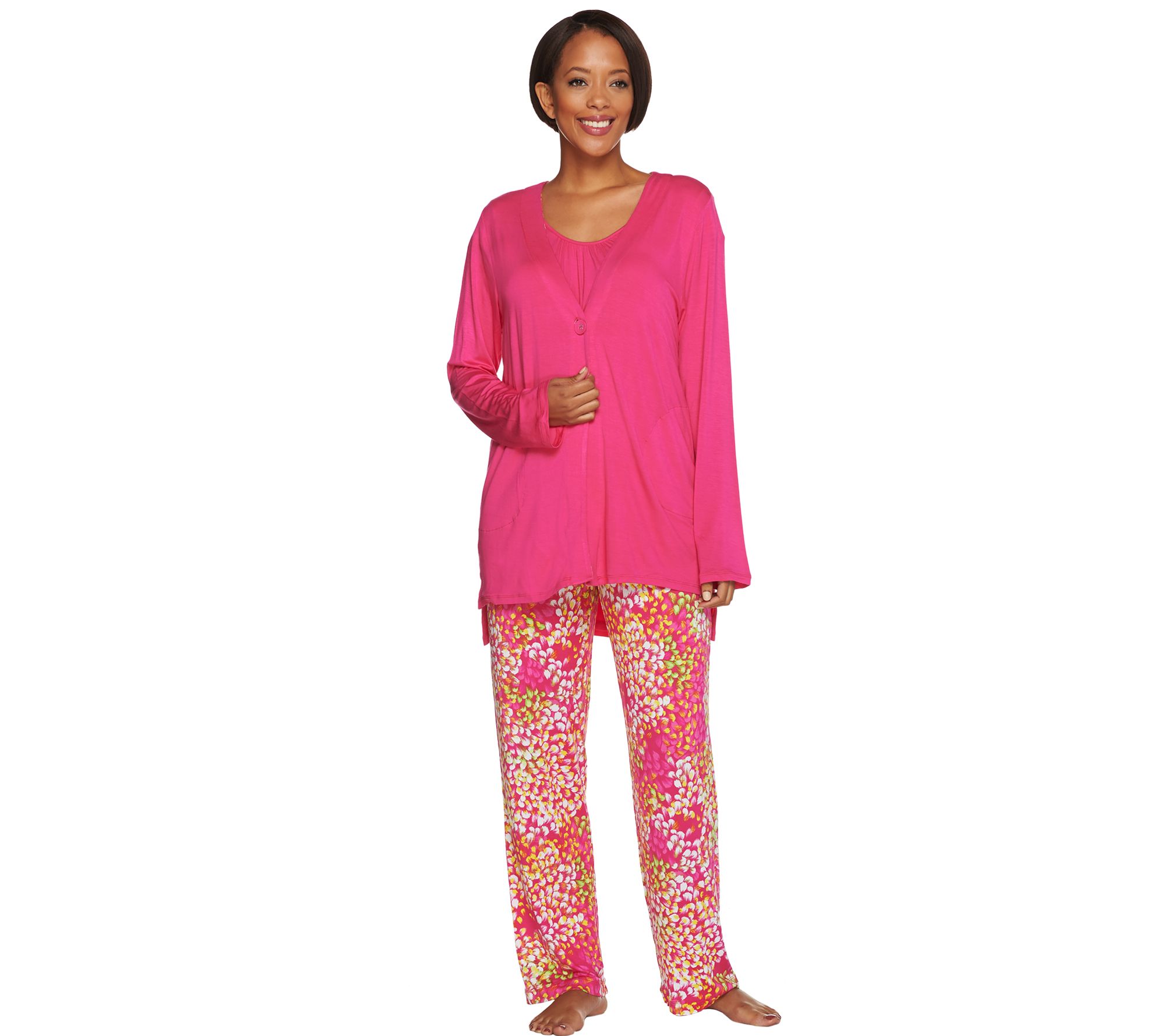Carole Hochman Abstract Hydrangea Rayon Spandex 3 Pc Pajama Set Page