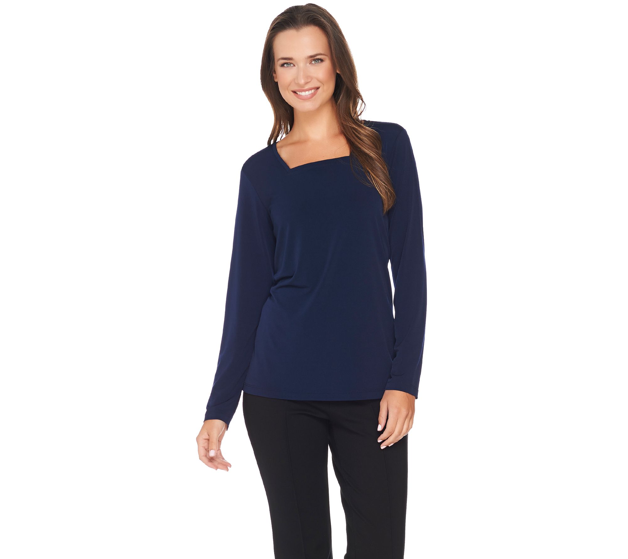 Susan Graver Modern Fit Essentials Liquid Knit Square Neck Top Page 1