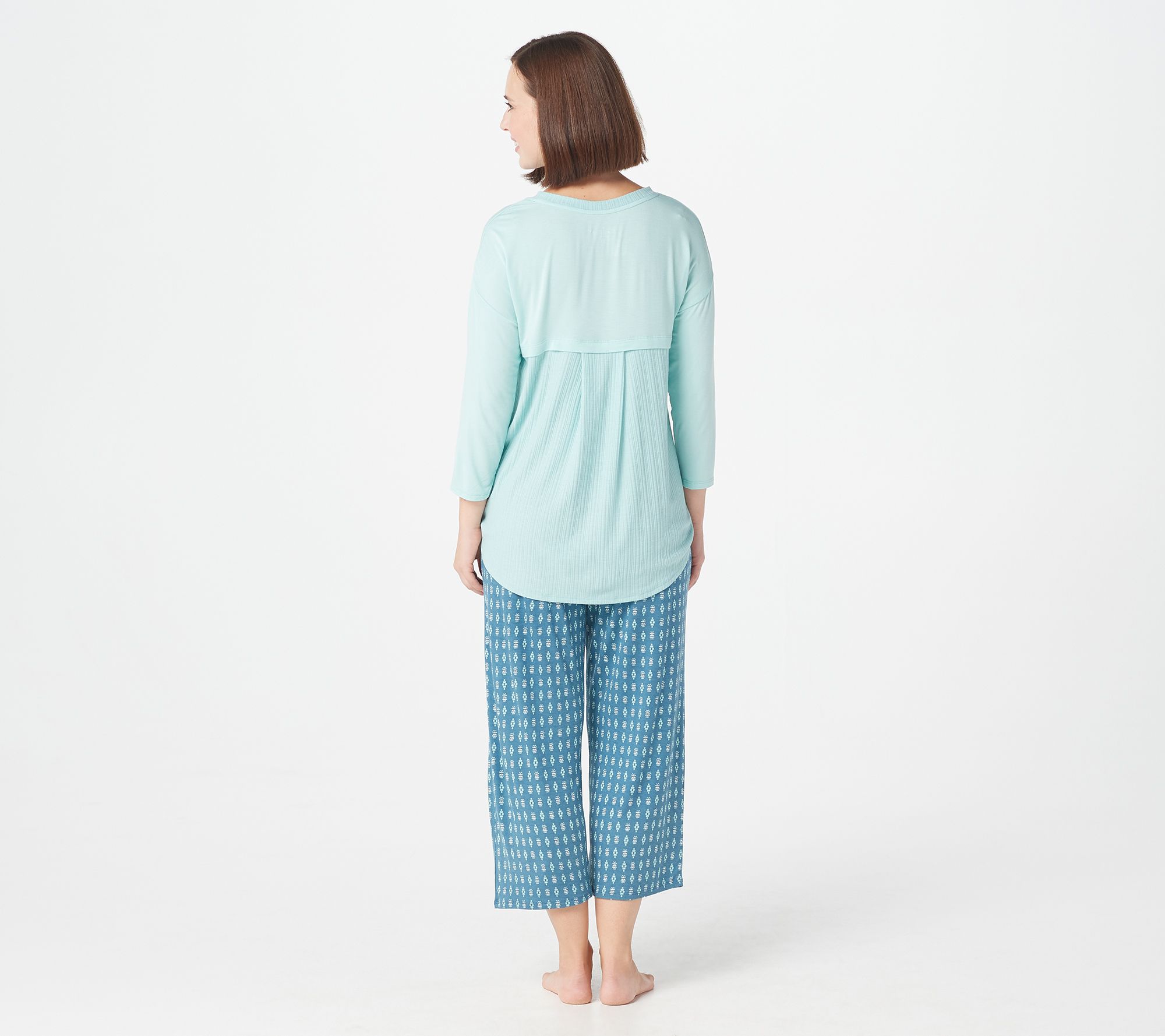Cuddl Duds Smooth Jersey Crew Neck Cropped Pant Pajama Set