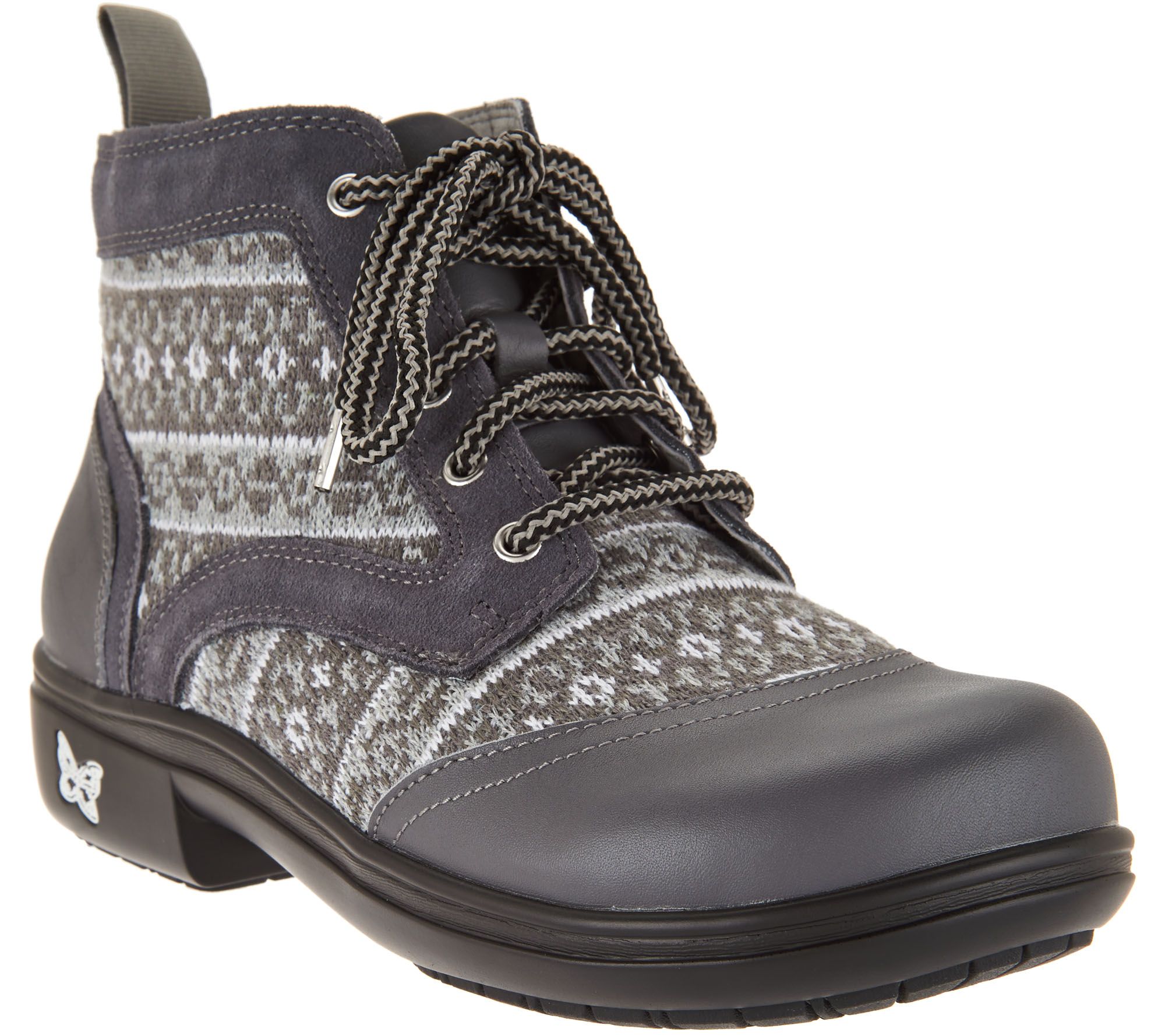 Alegria Leather & Knit Laceup Ankle Boots Kylie —