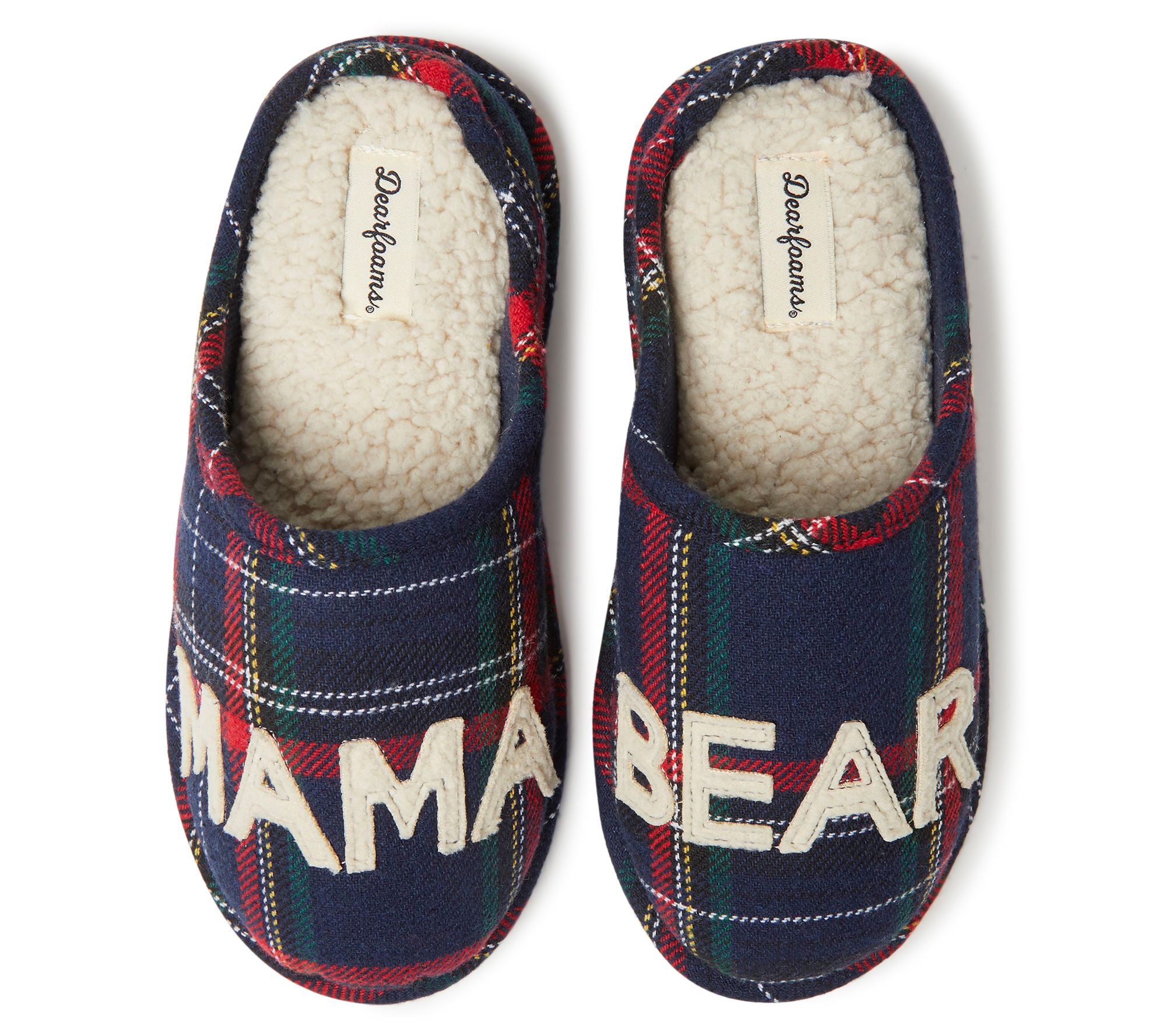 Dearfoams Mama Bear Plaid Clog Slippers