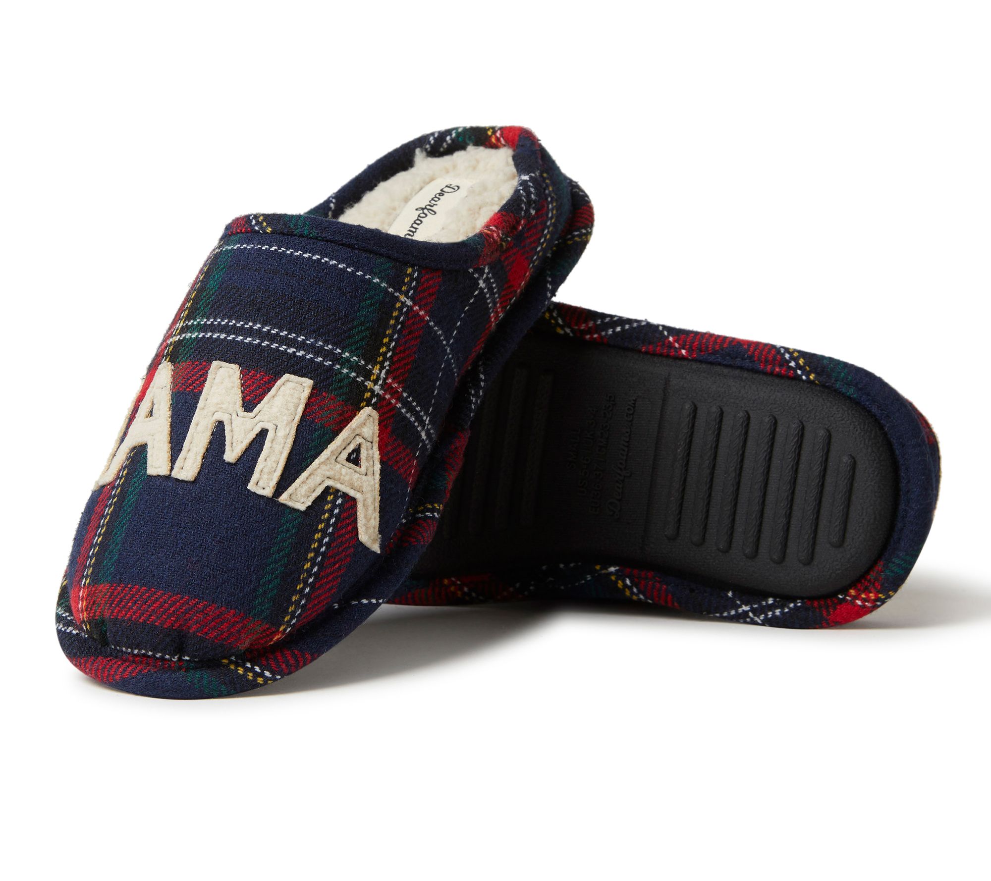 Dearfoams Mama Bear Plaid Clog Slippers